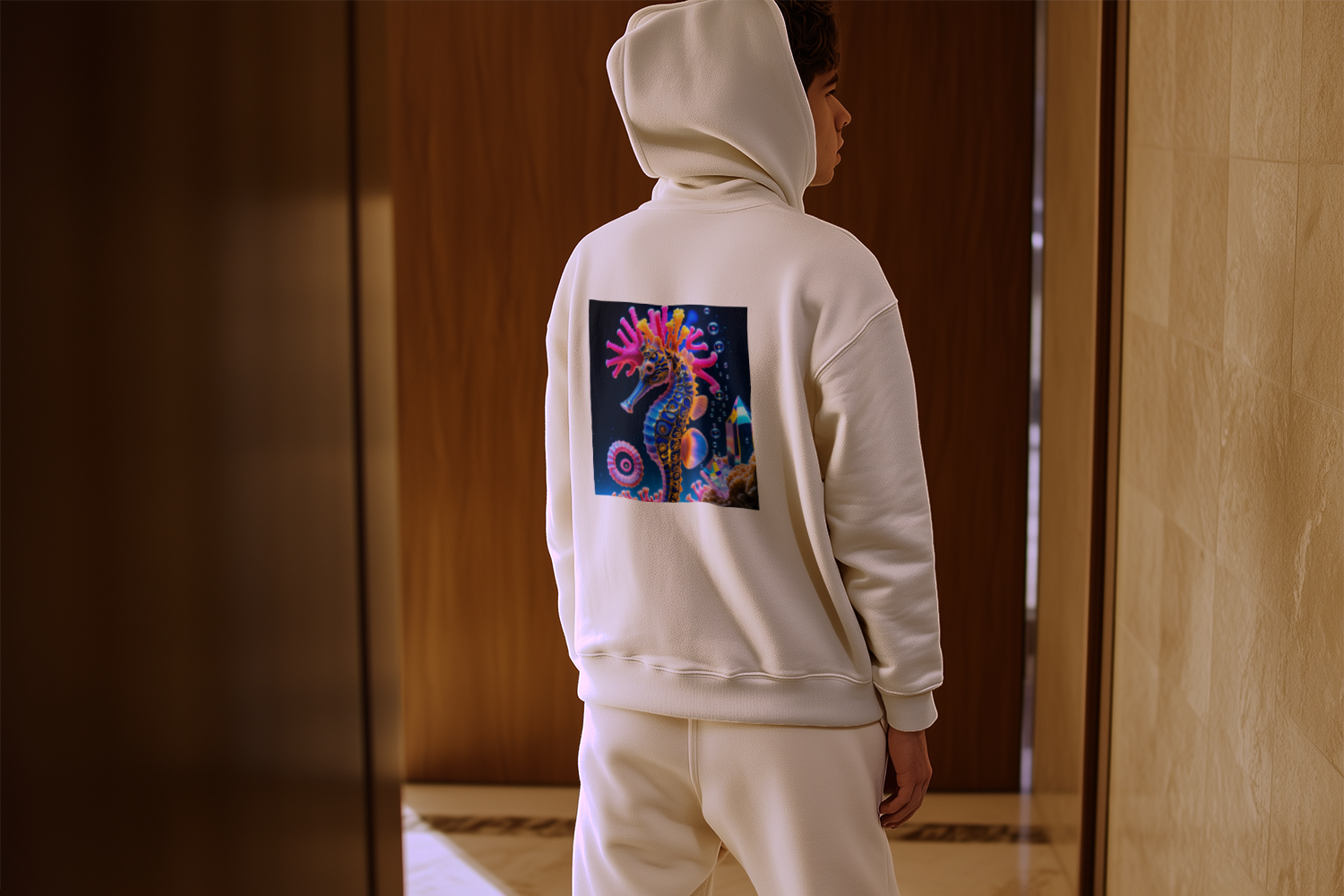Psychedelic Seahorse Hoodie Back View