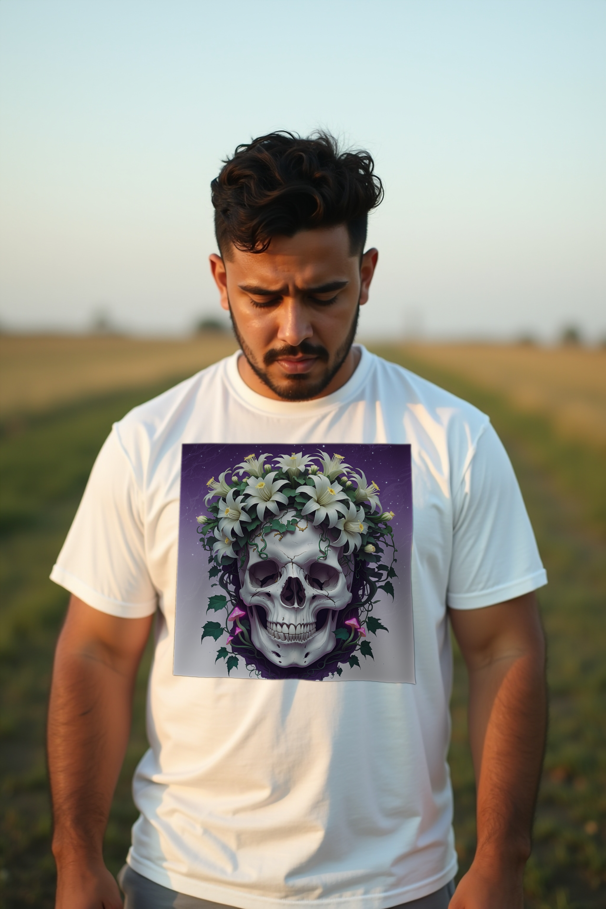 Crown Of Night Bloom tee - white front