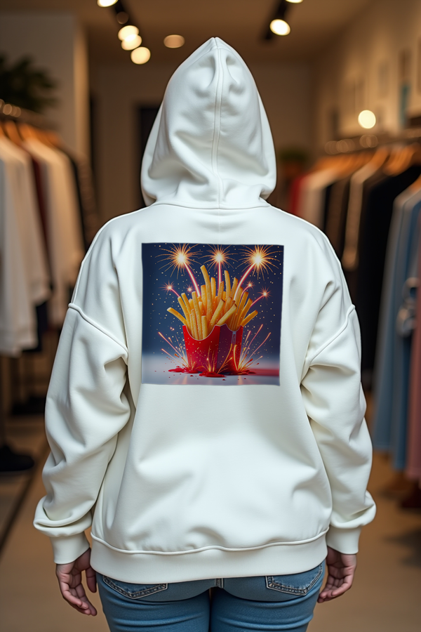 Pyrotechnic Fries Hoodie White shoulder shrug back