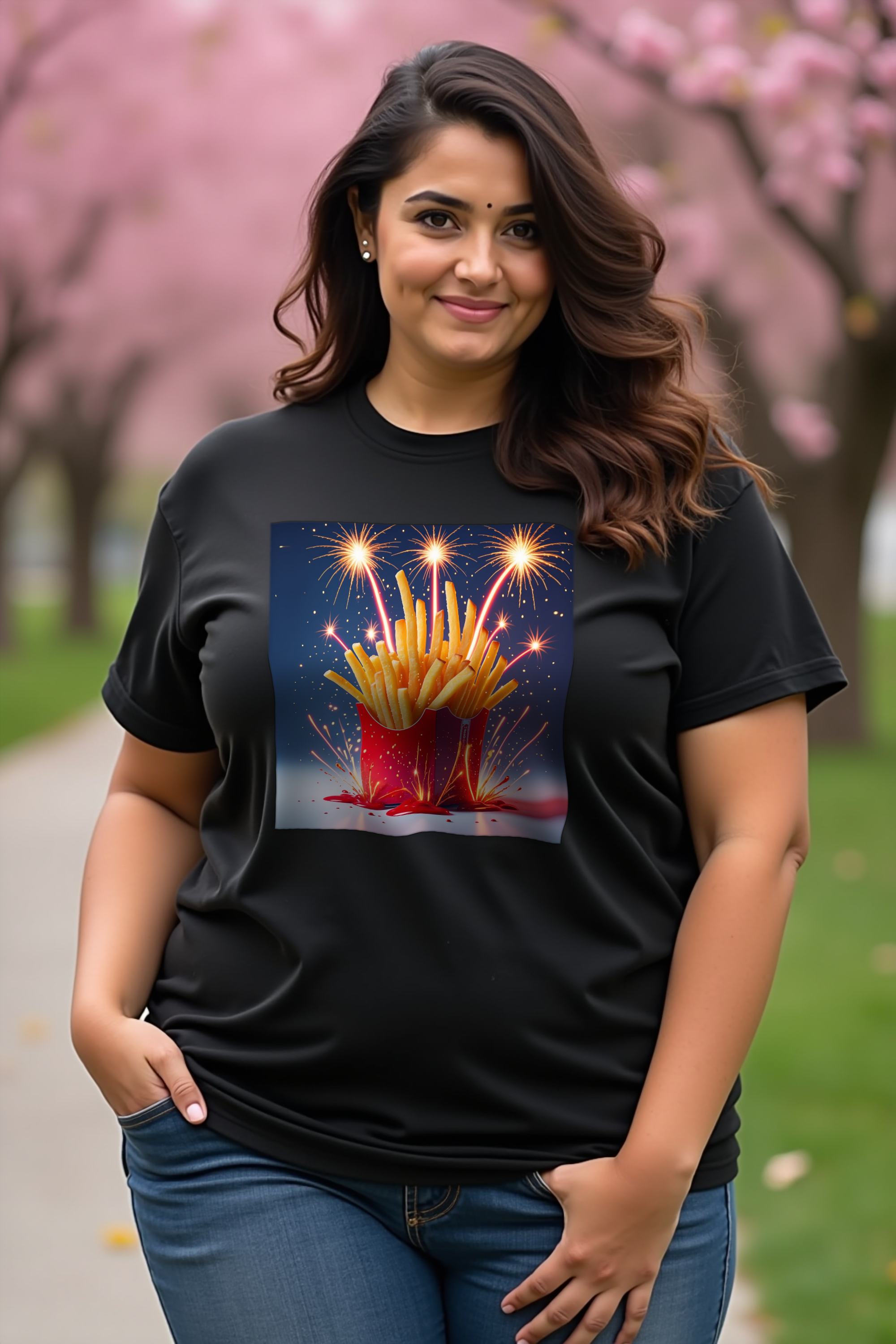 Pyrotechnic Fries Tee Black contrapposto front