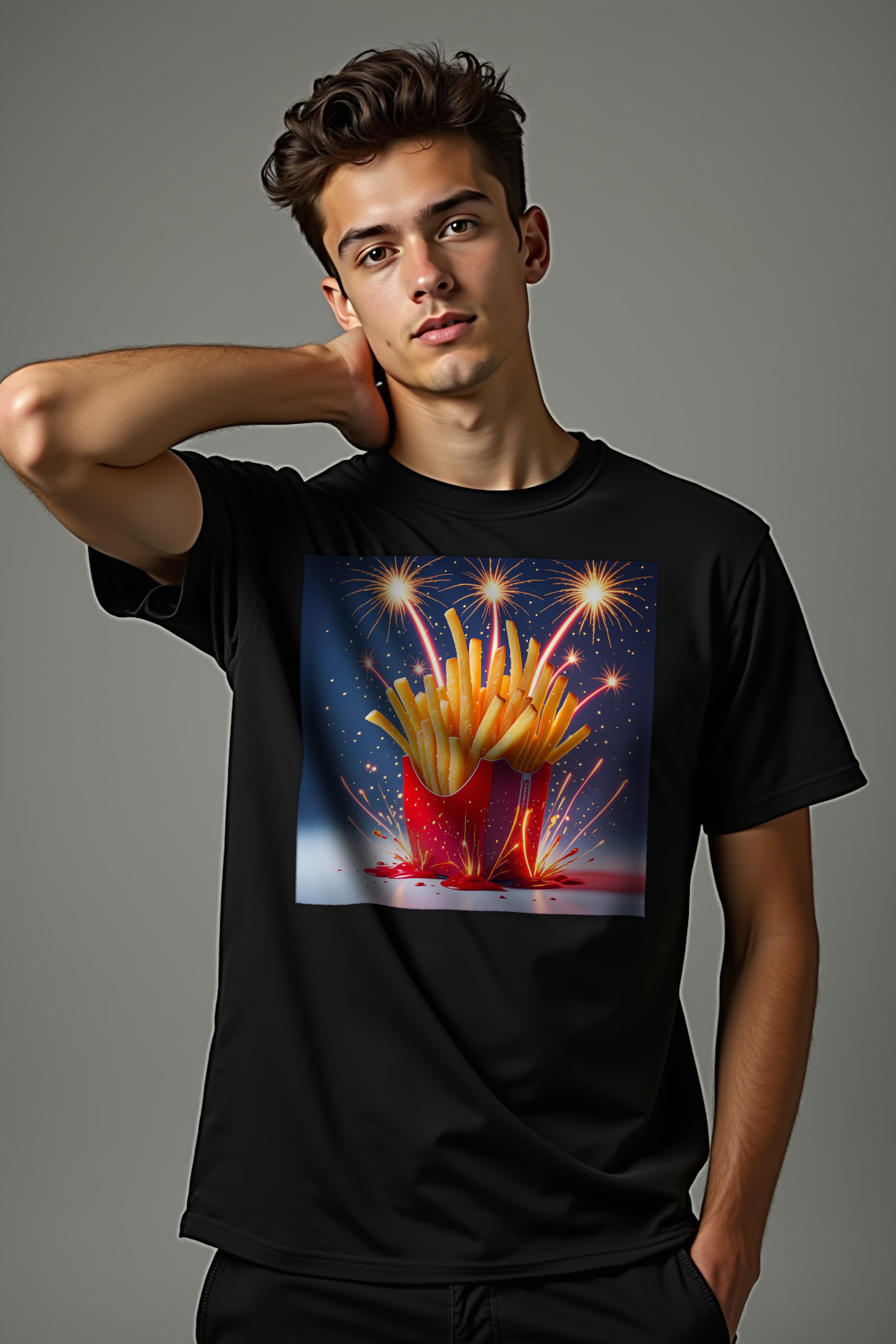 Pyrotechnic Fries Tee Black studio front