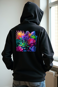Rave Succulent Hoodie — Black mannequin back view