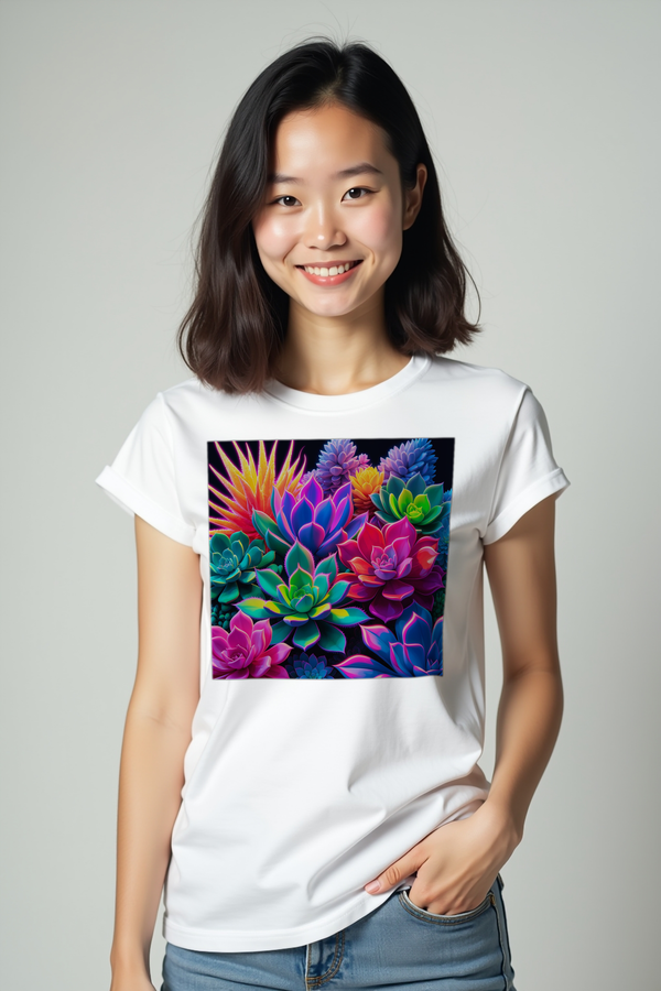 Rave Succulent T-Shirt — White mannequin east-asian