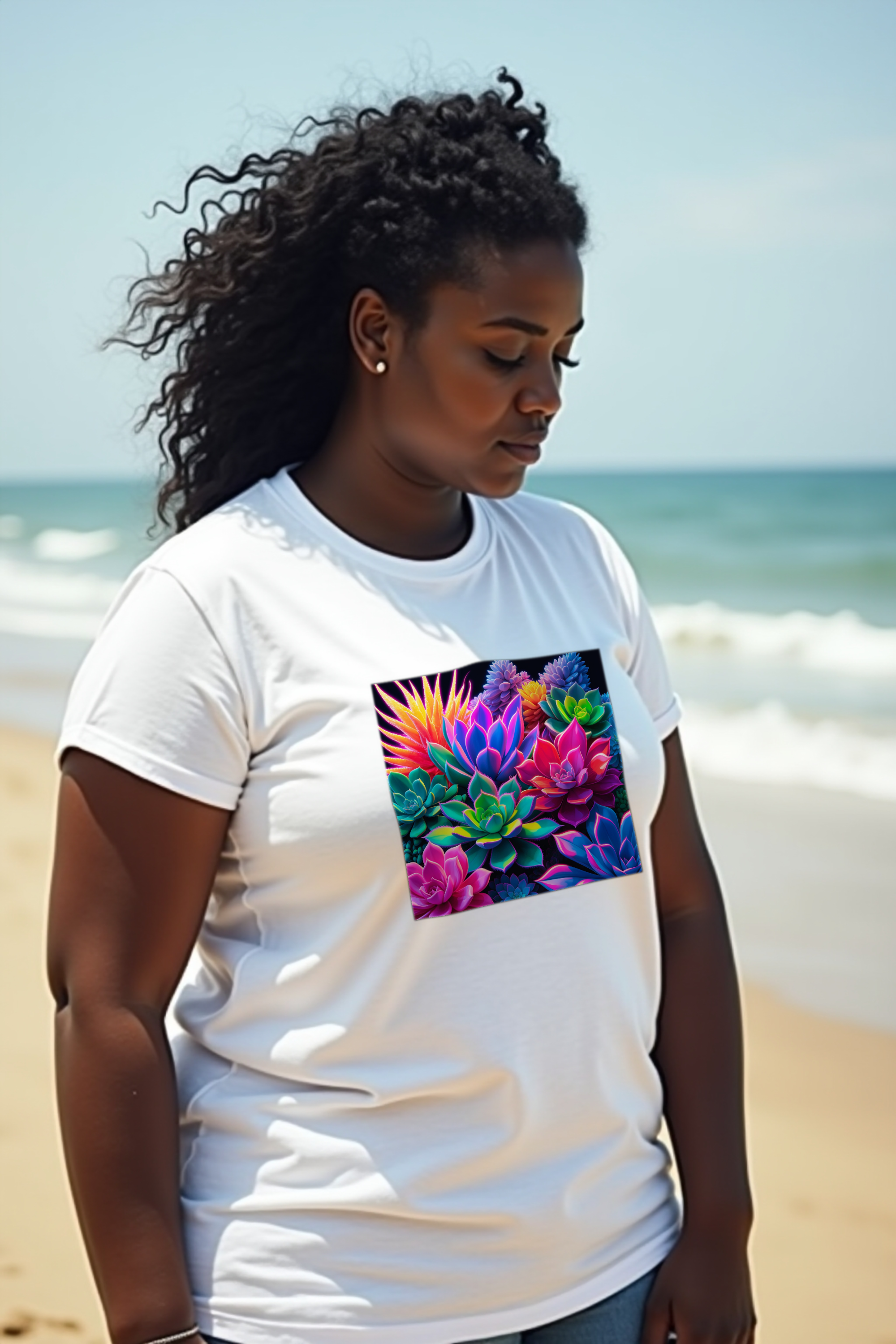 Rave Succulent T-Shirt — White mannequin plus size