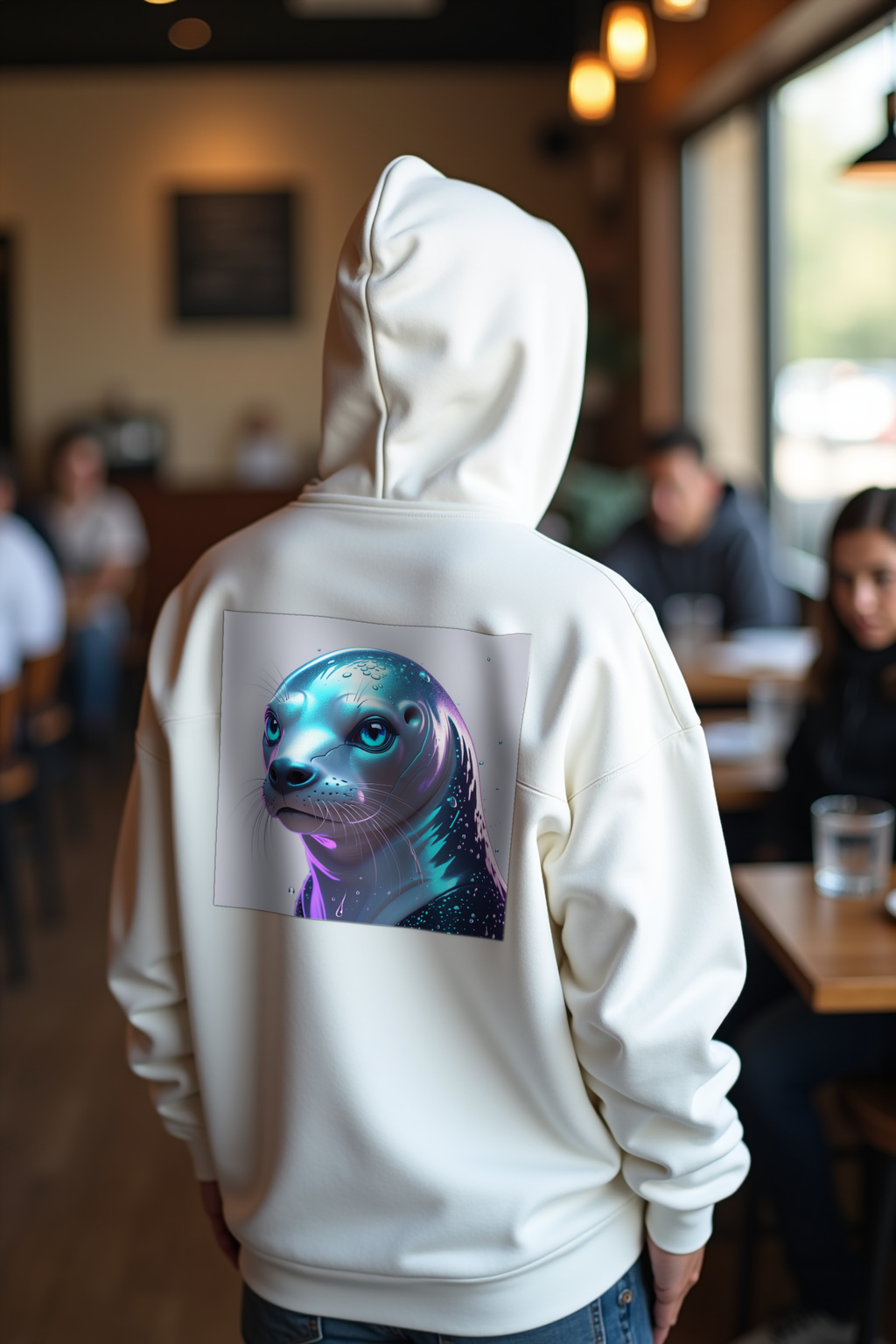 Selkie unisex hoodie white back mockup
