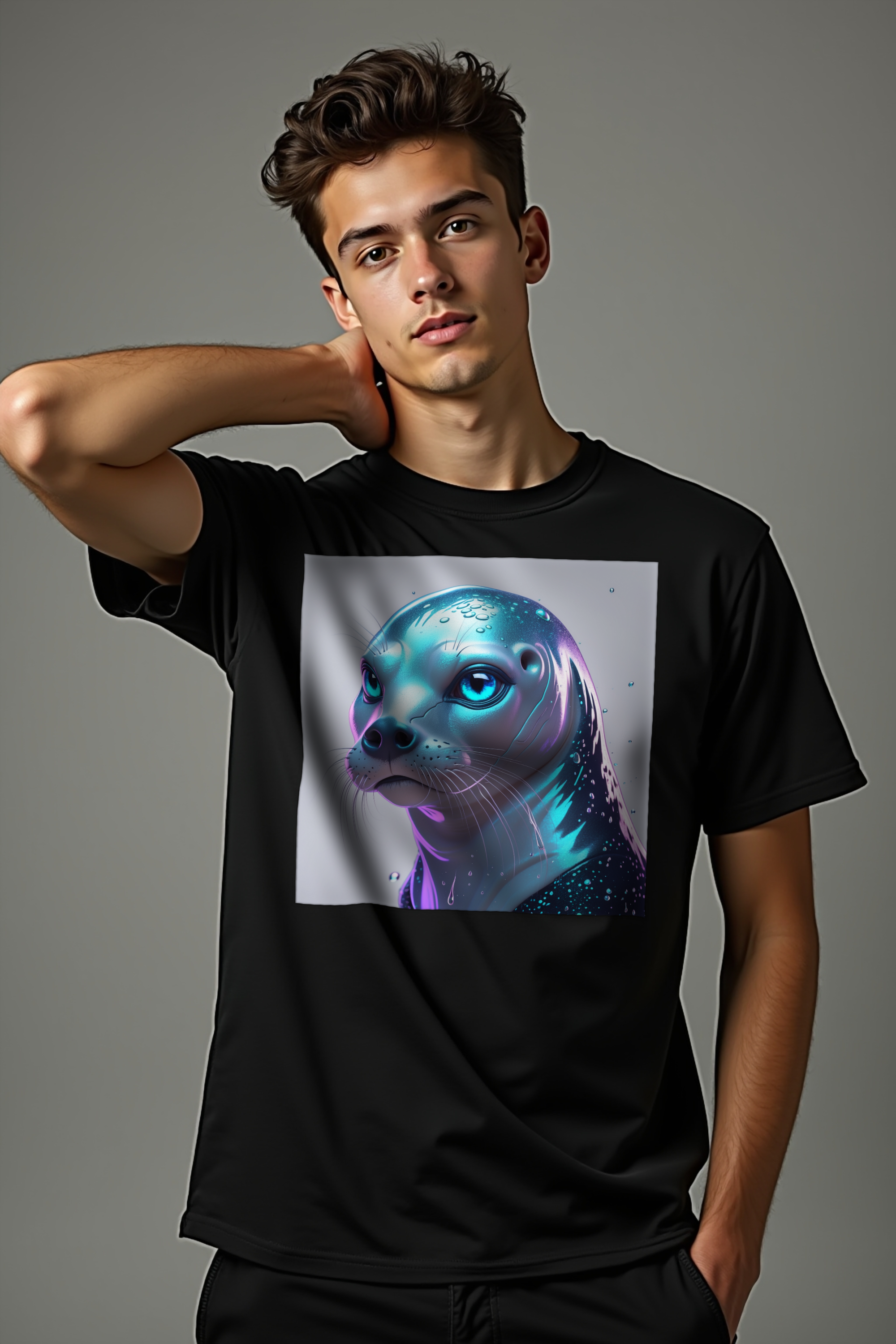 Selkie unisex t-shirt black front mannequin mockup