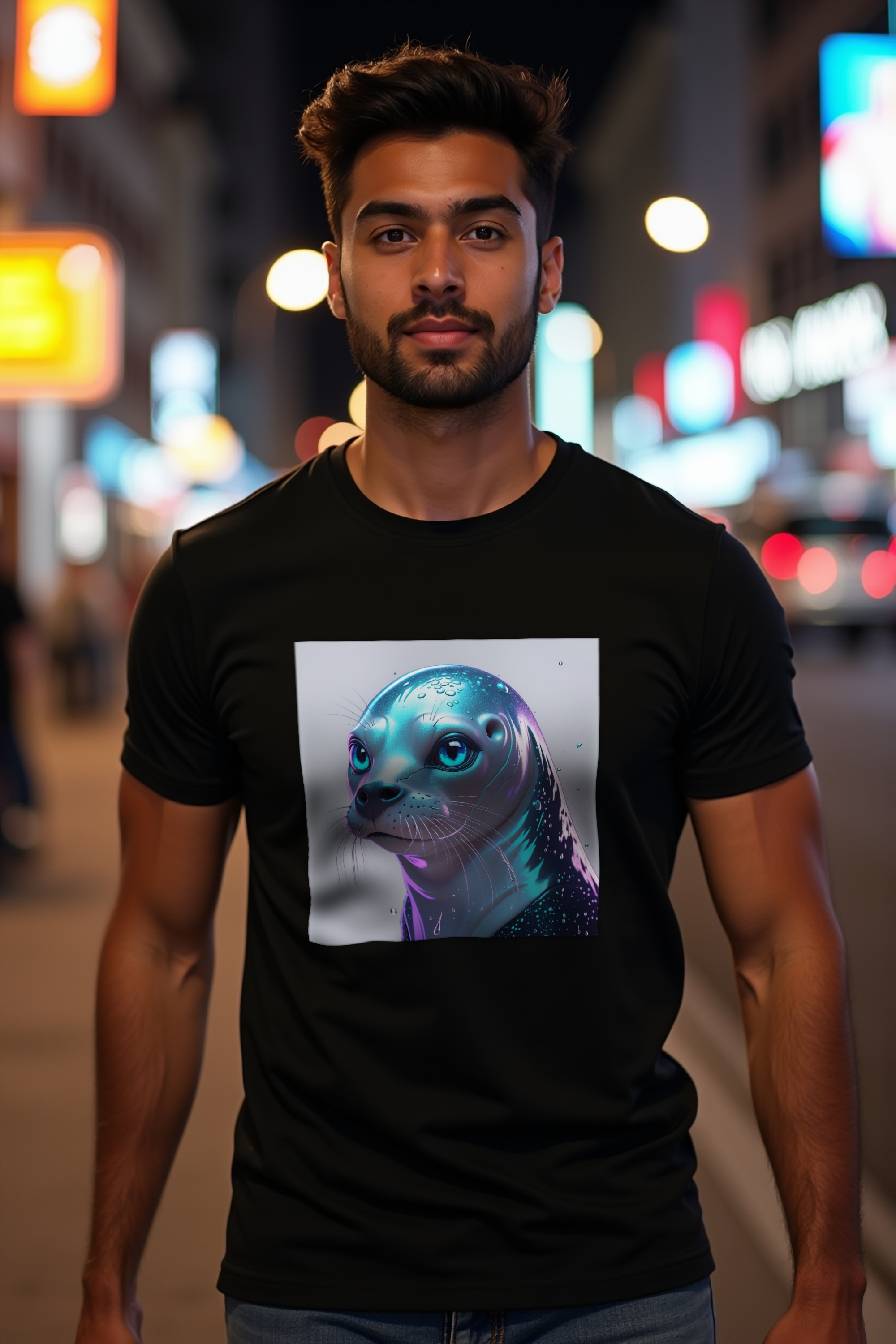 Selkie unisex t-shirt black front-right 45 mockup