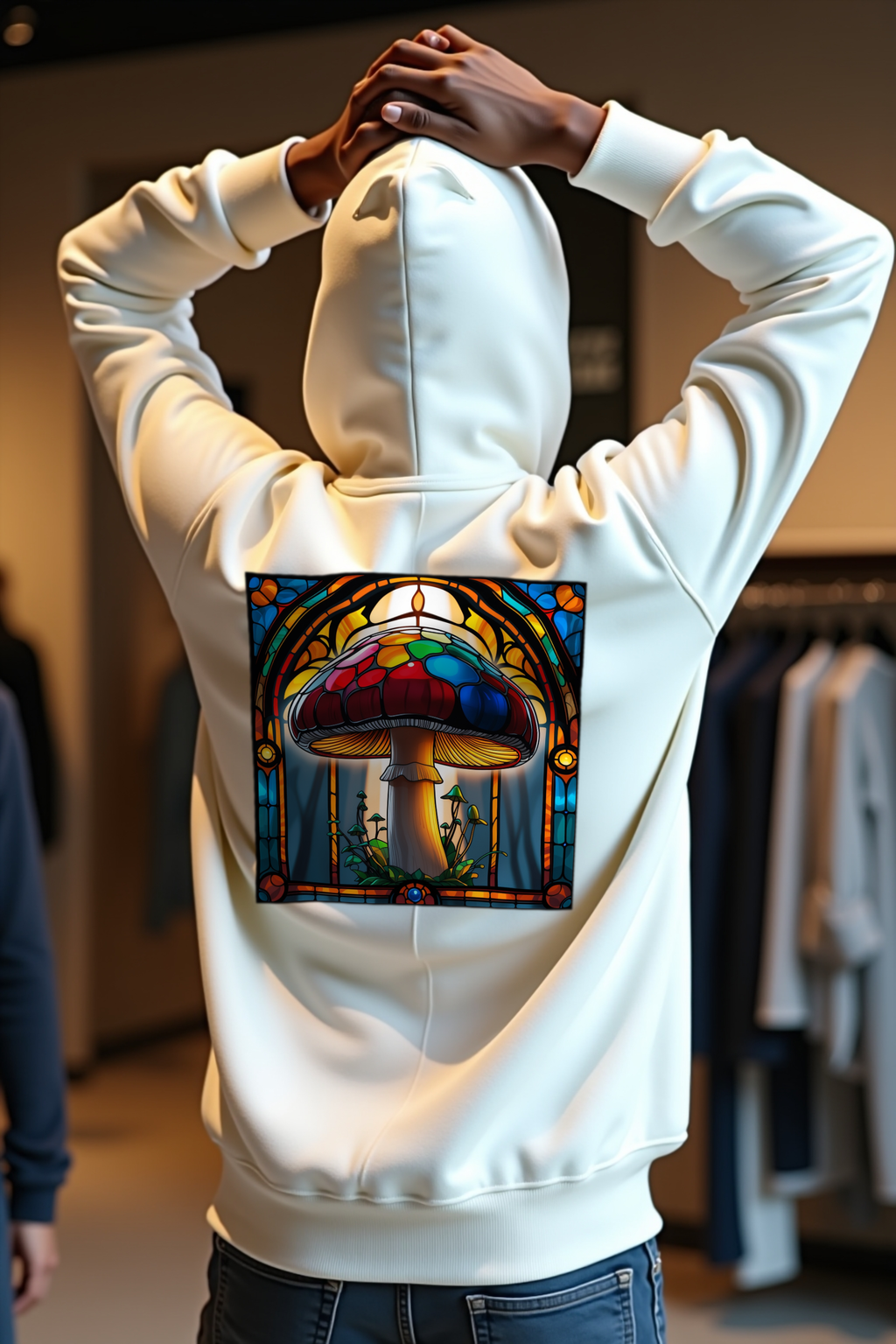 Stained Glass Porcini hoodie white