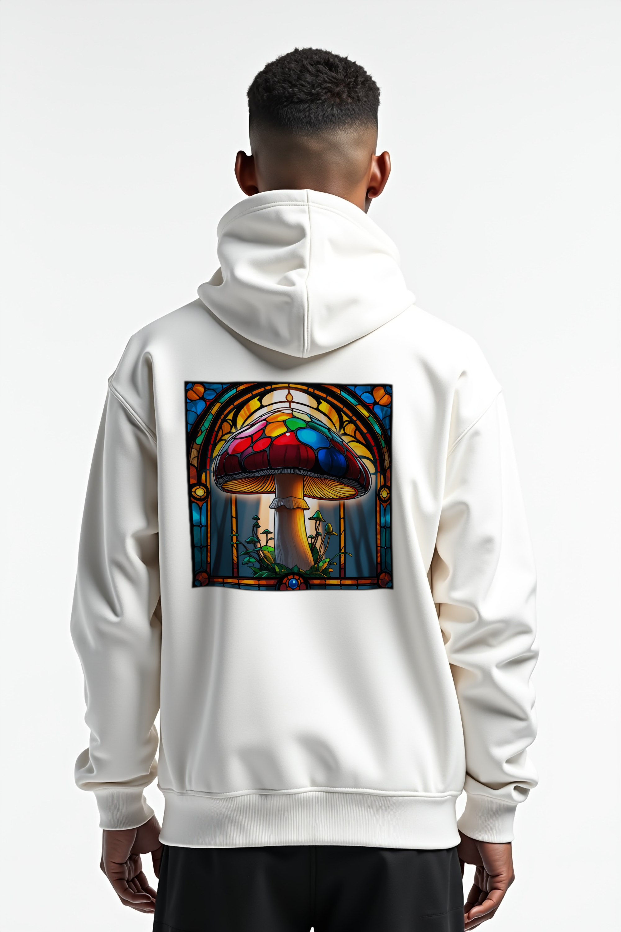 Stained Glass Porcini hoodie white