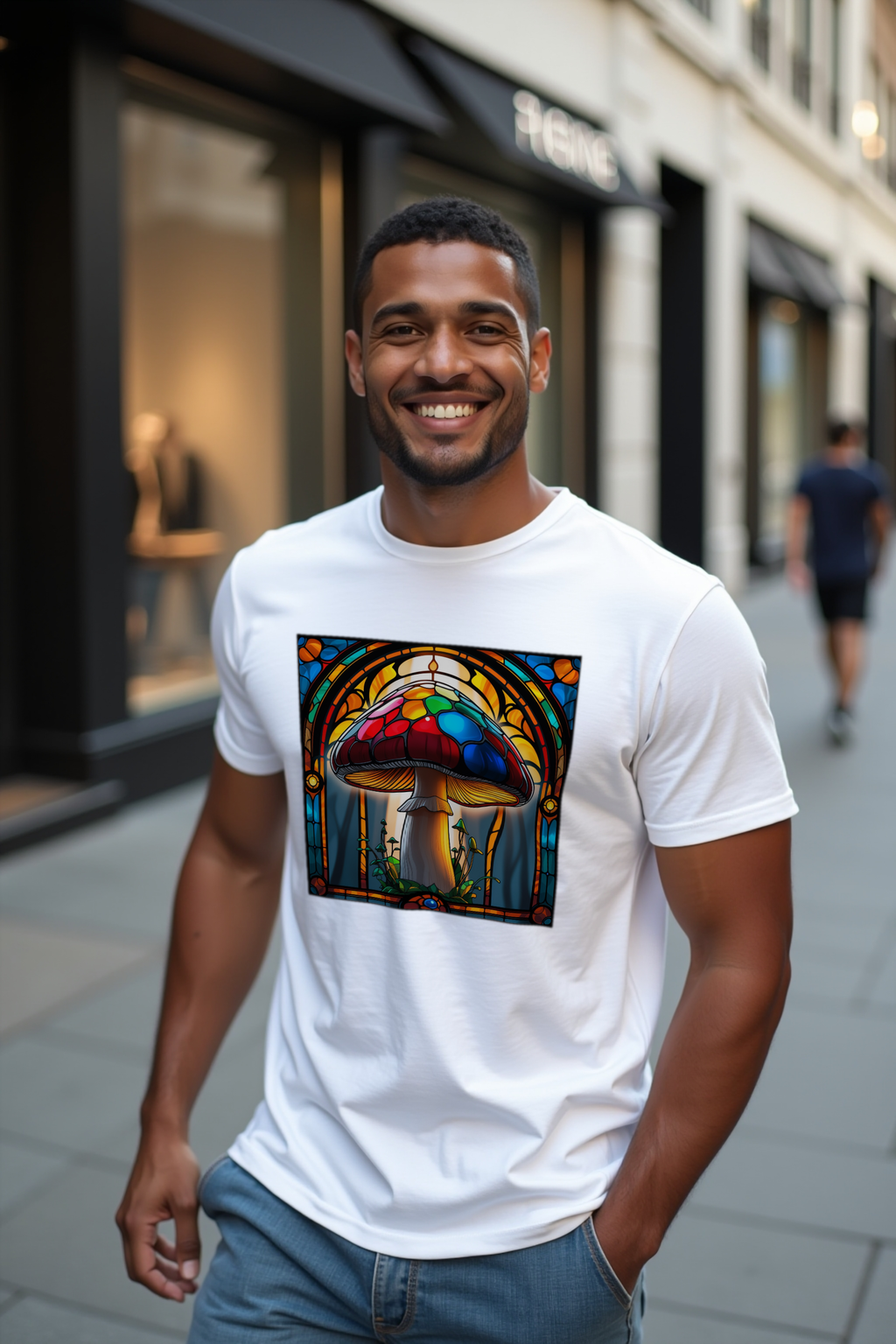 Stained Glass Porcini tee white
