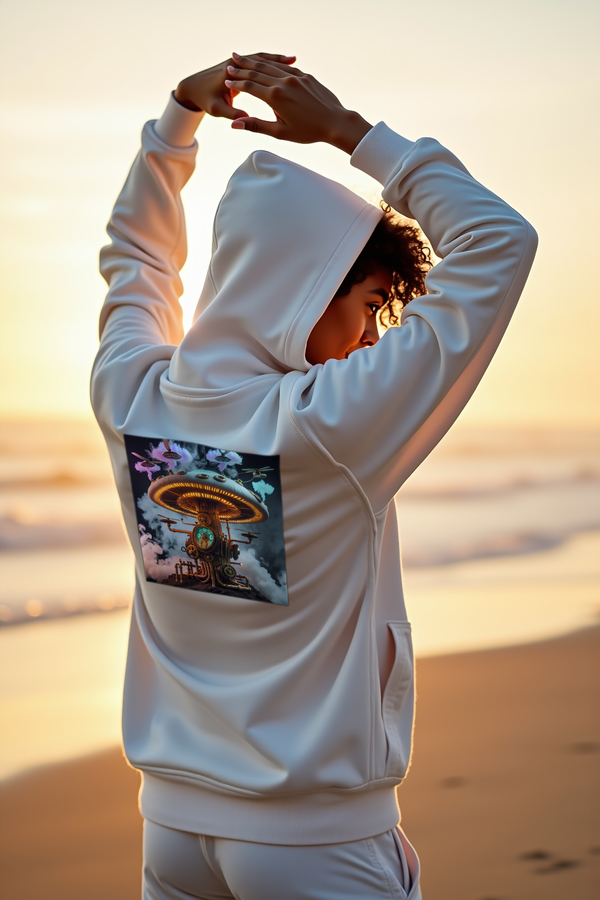 Mechanical Steampunk hoodie white
