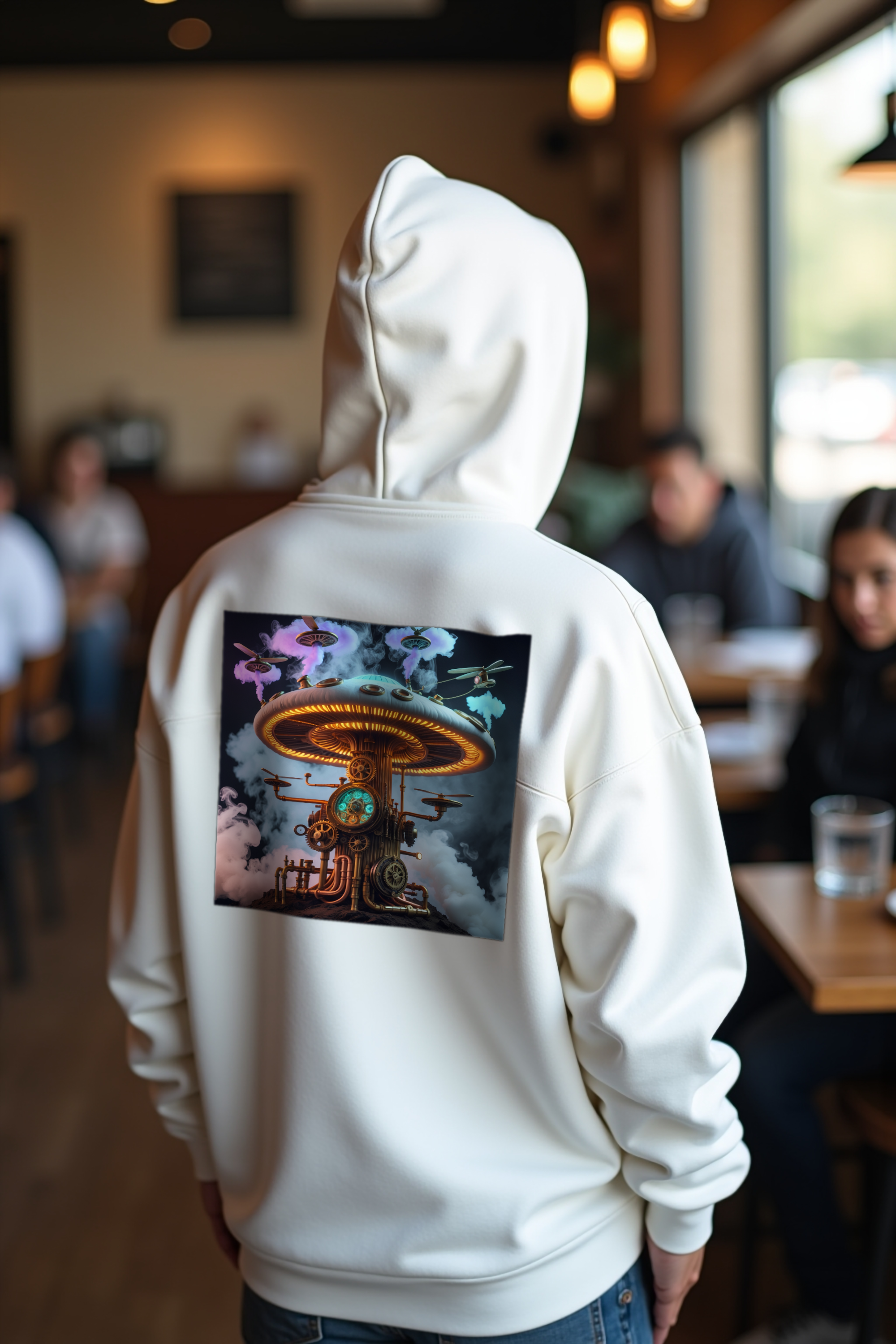 Mechanical Steampunk hoodie white
