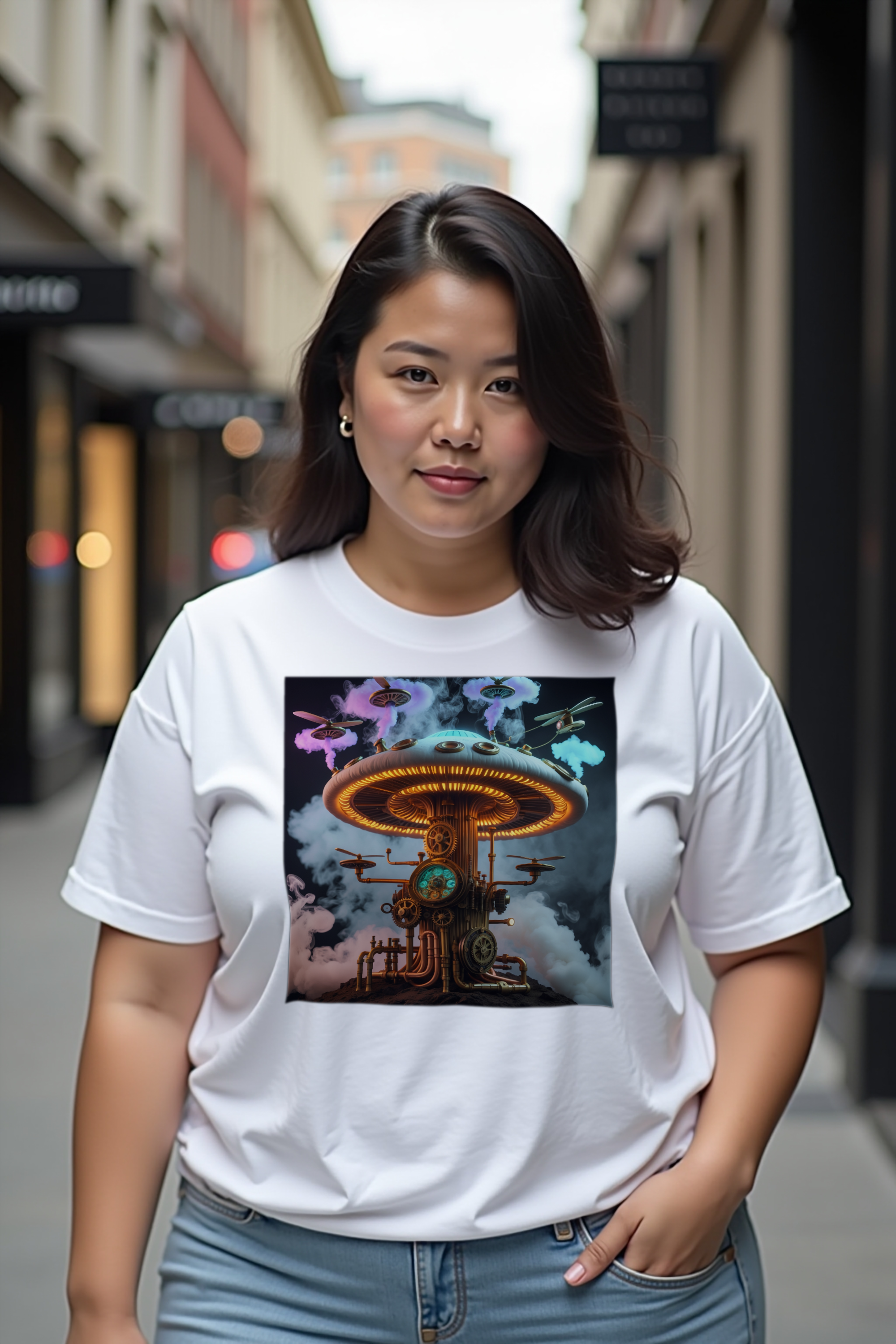 Mechanical Steampunk tee white