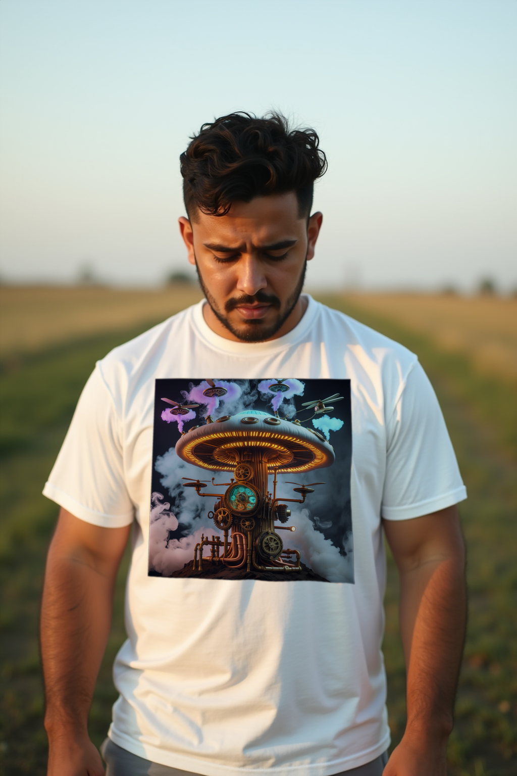 Mechanical Steampunk tee white