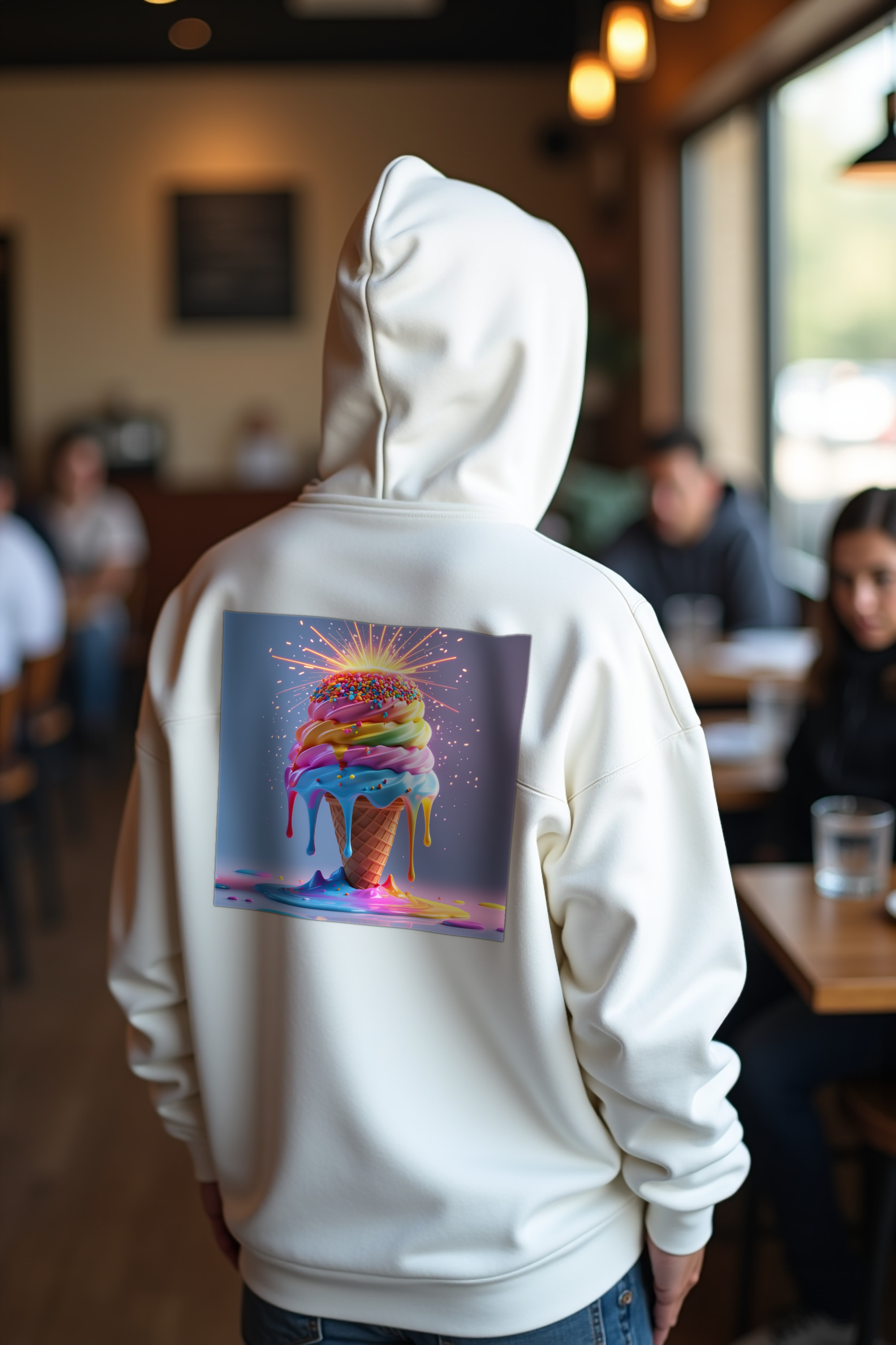 Sundae Supernova Hoodie White looking back