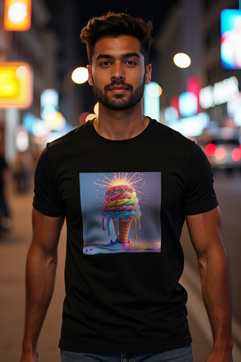 Sundae Supernova Tee Black walking front