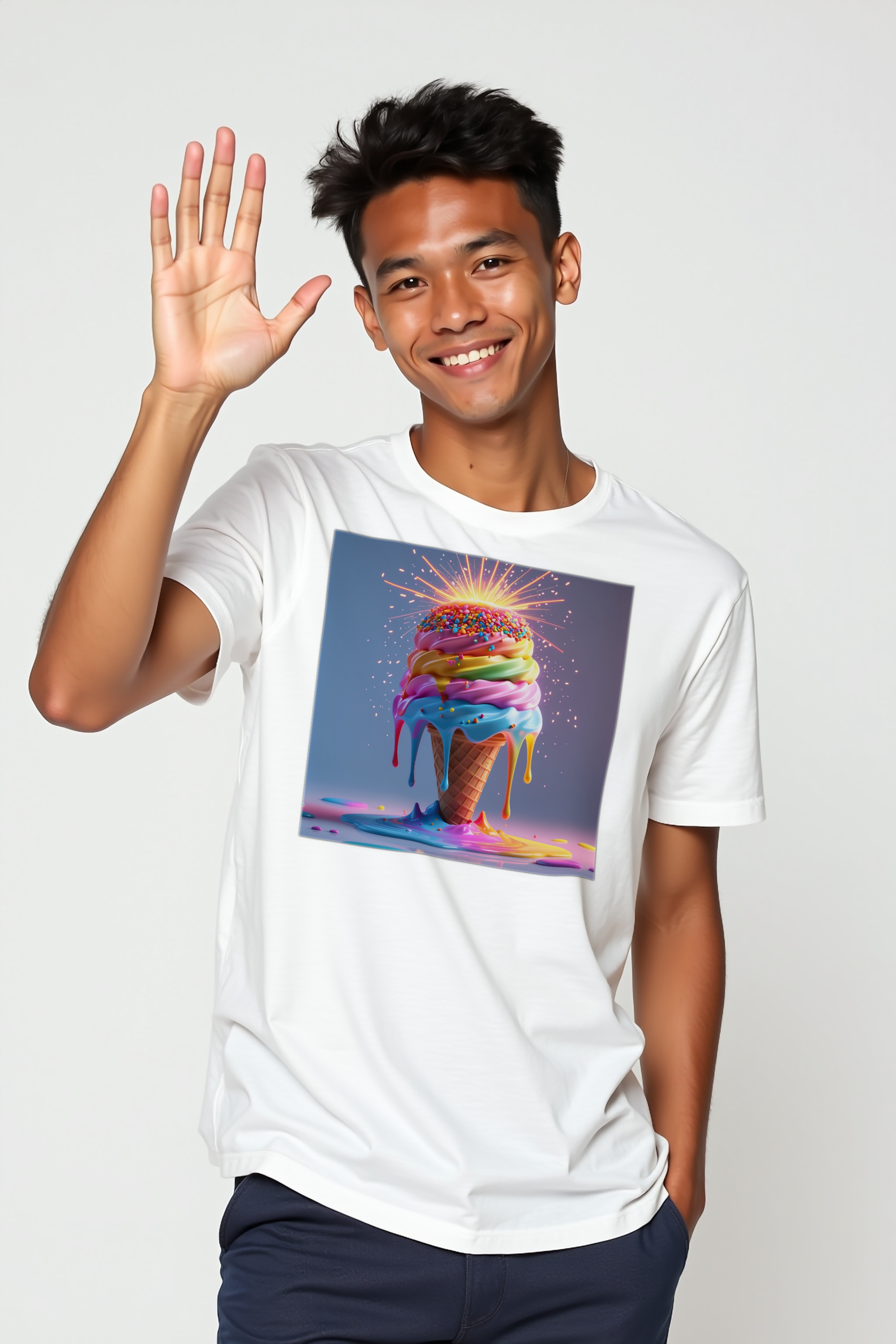Sundae Supernova Tee White greeting front