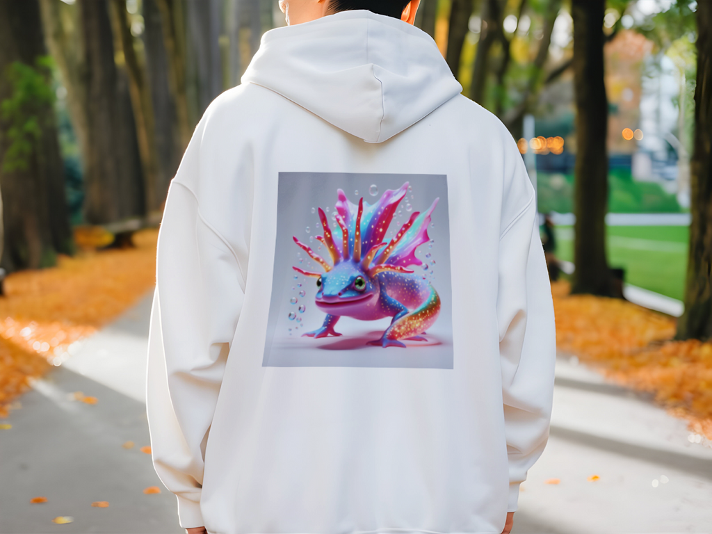Surreal Axolotl Hoodie Back View