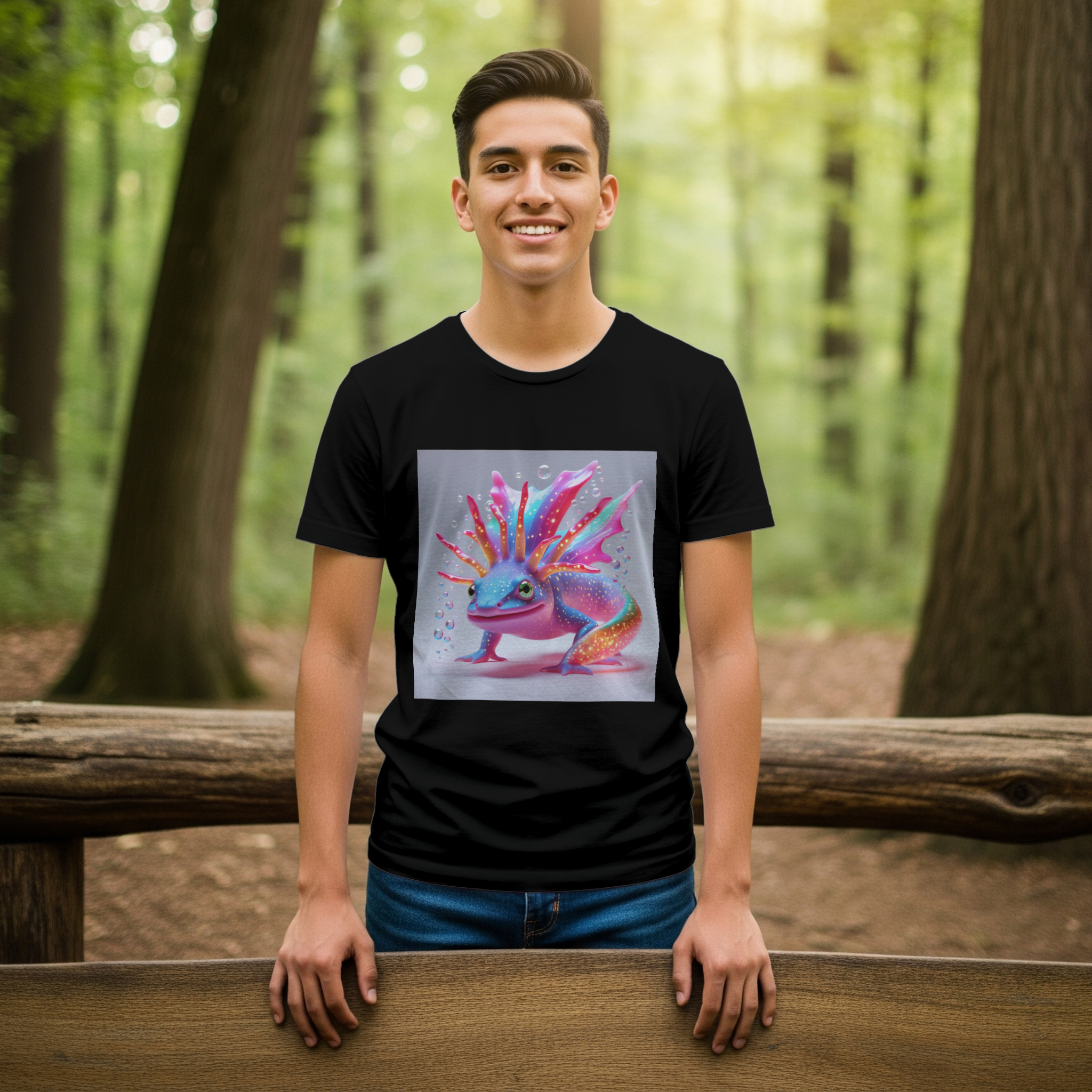 Surreal Axolotl T-Shirt Mockup Black