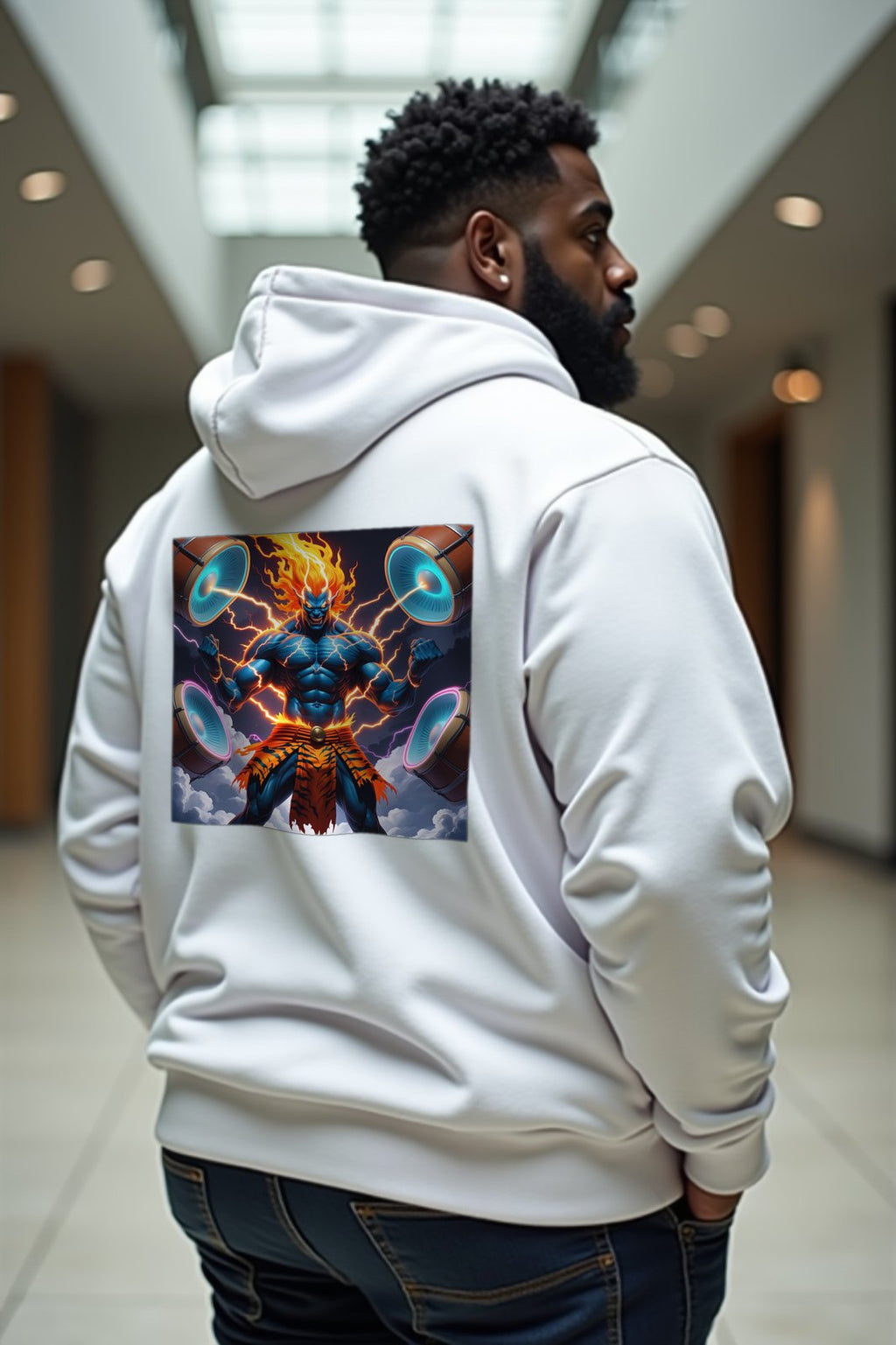 Thunder Raijin hoodie white mannequin
