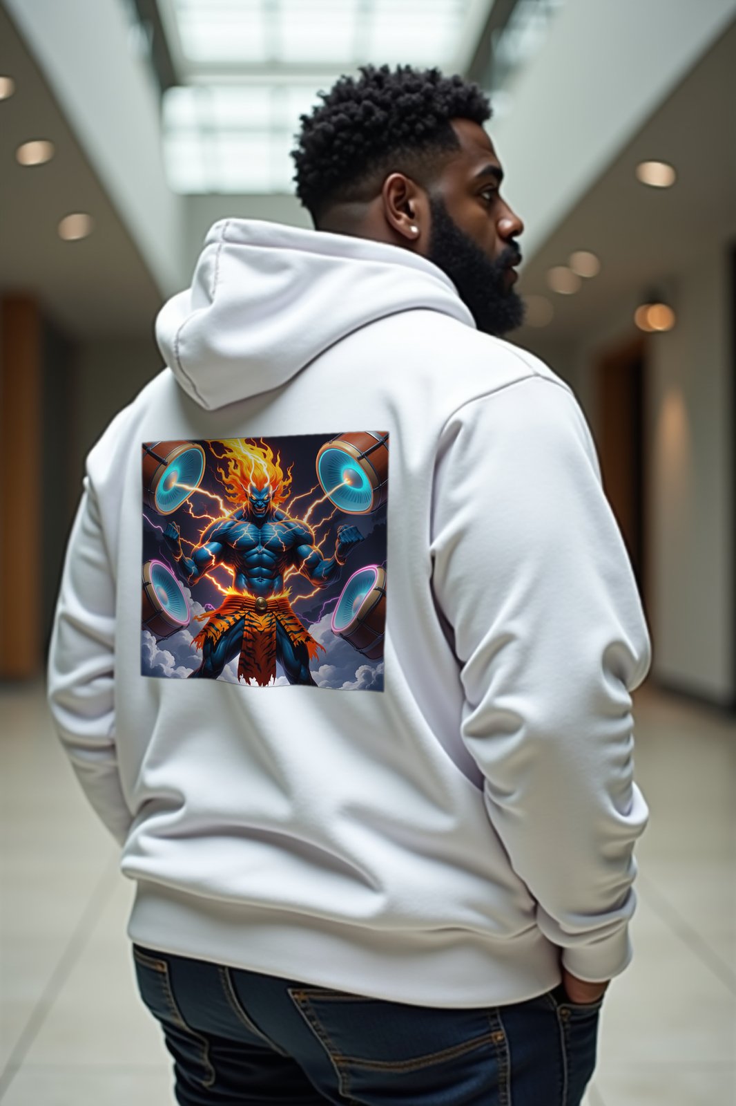 Thunder Raijin hoodie white mannequin