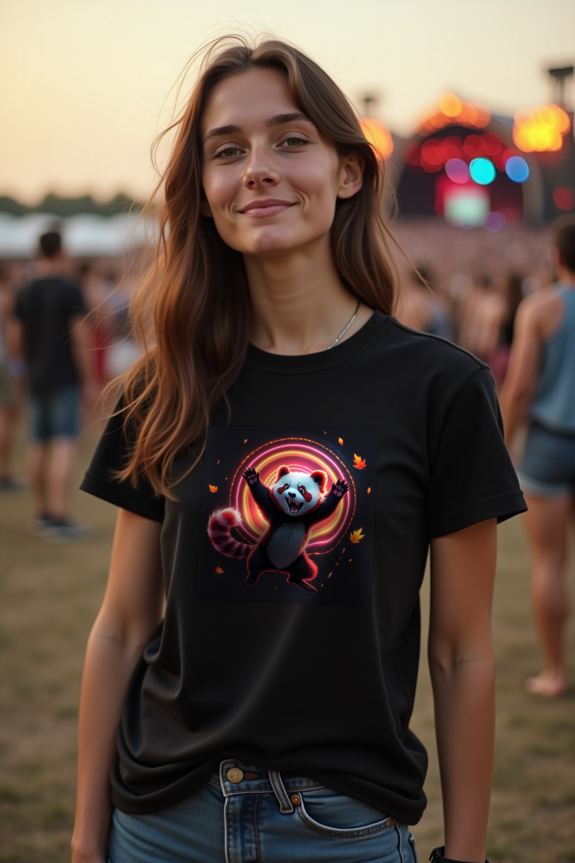 Soft Chaos Red Panda tee black front