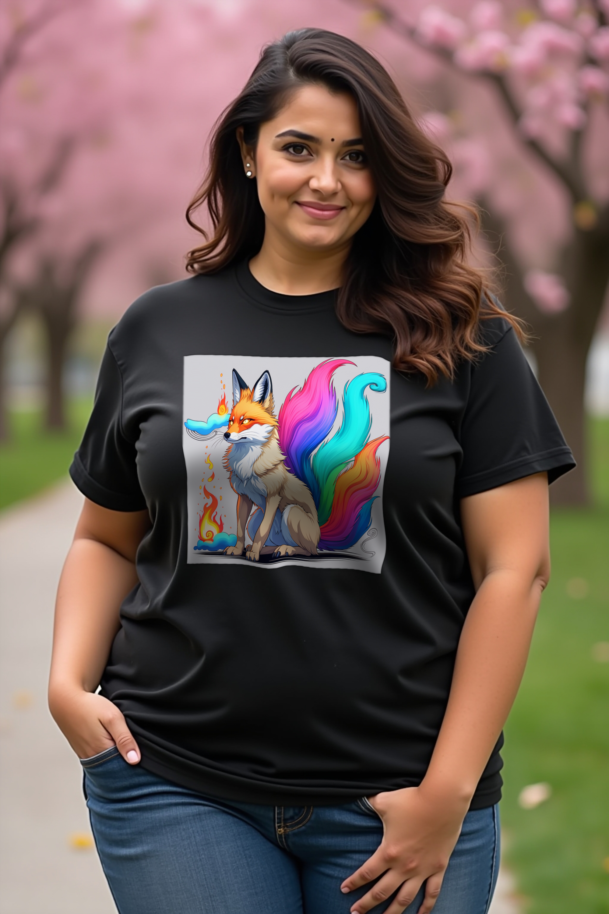 Kitsune Spirit tee black front-left