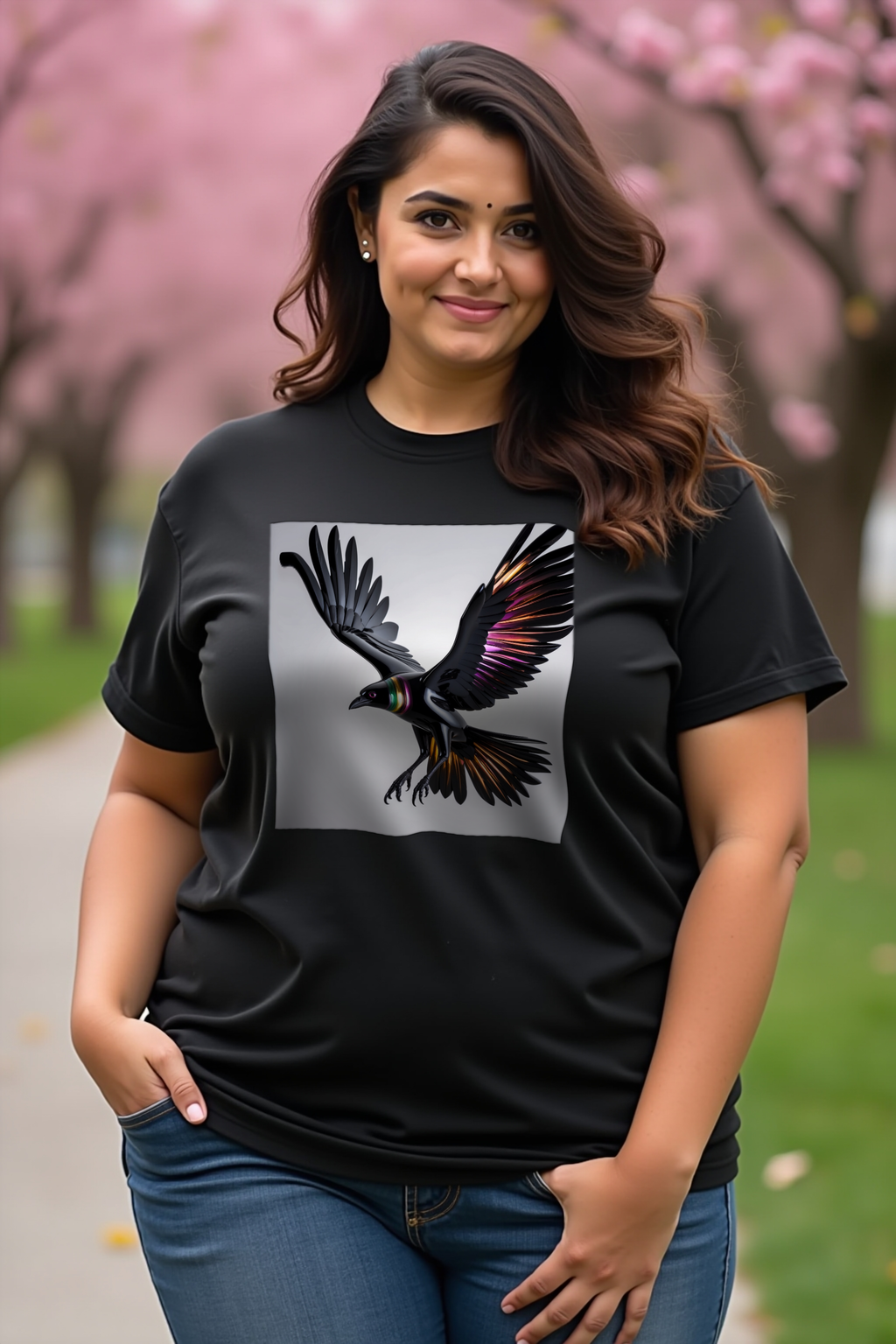 Obsidian Raven T-Shirt - black front left 45