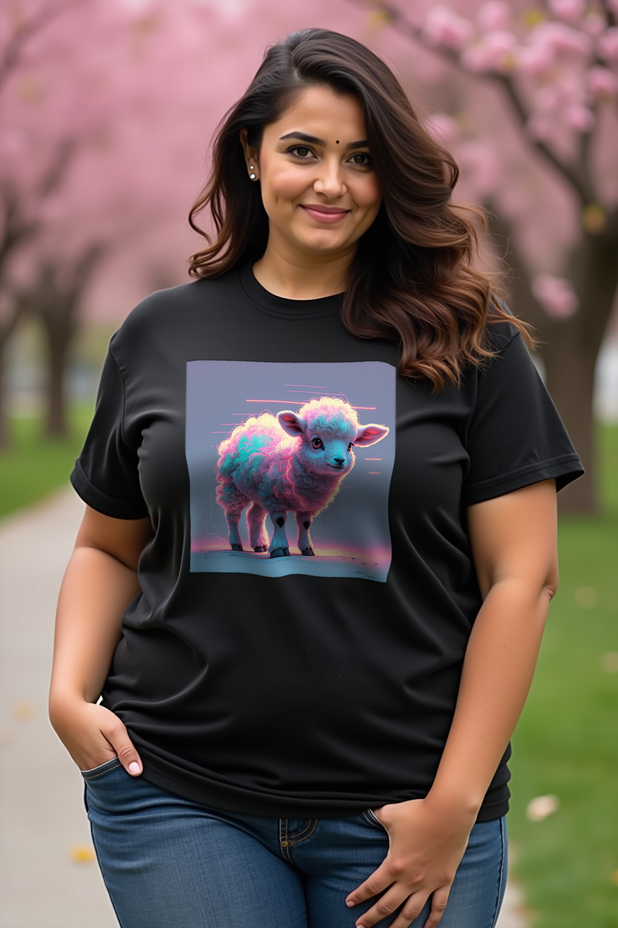 Static Lamb Tee Black Front Contrapposto