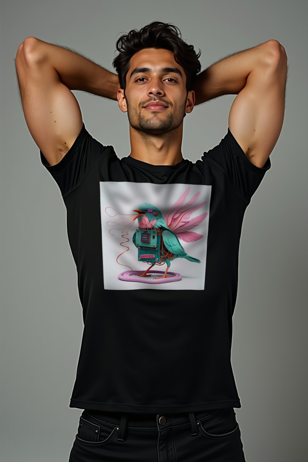 Modem Songbird Tee Black Middle Eastern Front