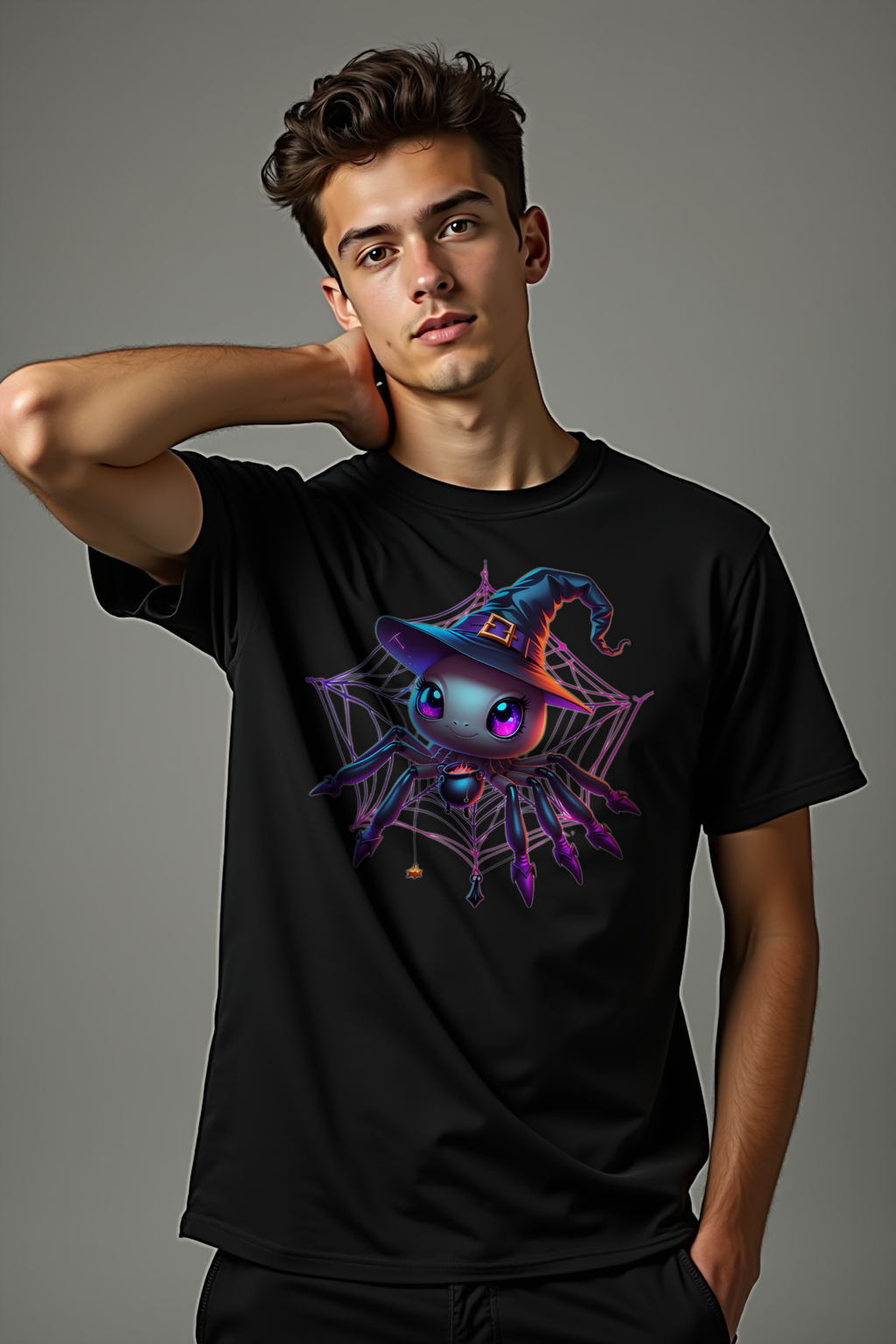 Witch Spider T-Shirt - Black - Studio Front