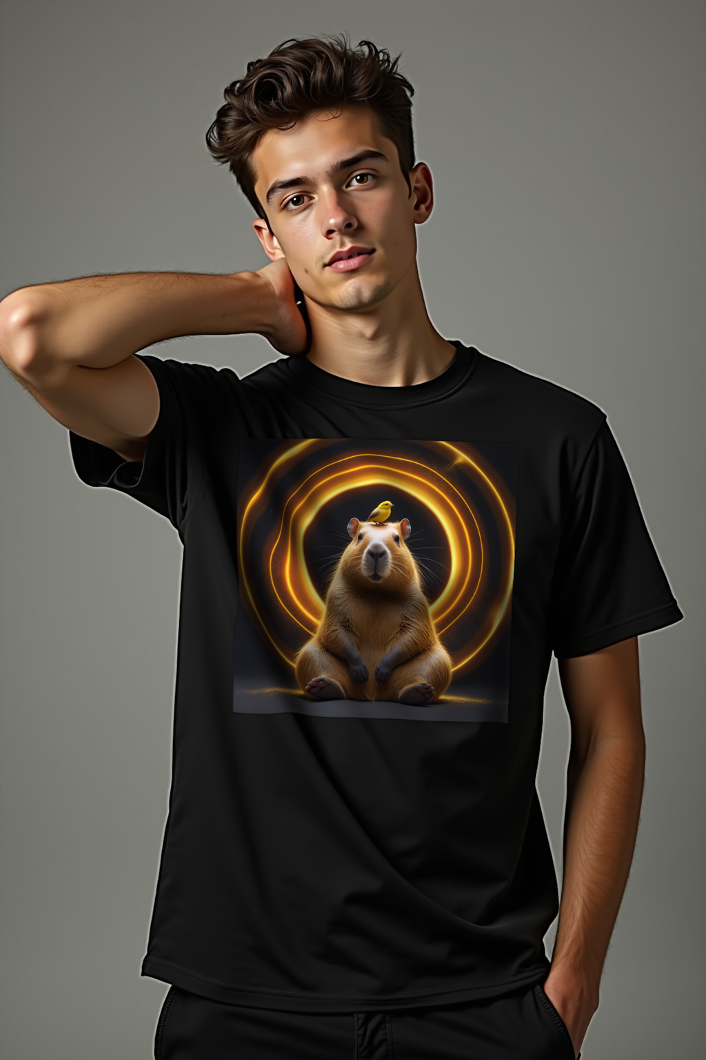 Unbothered King Capybara t-shirt black front