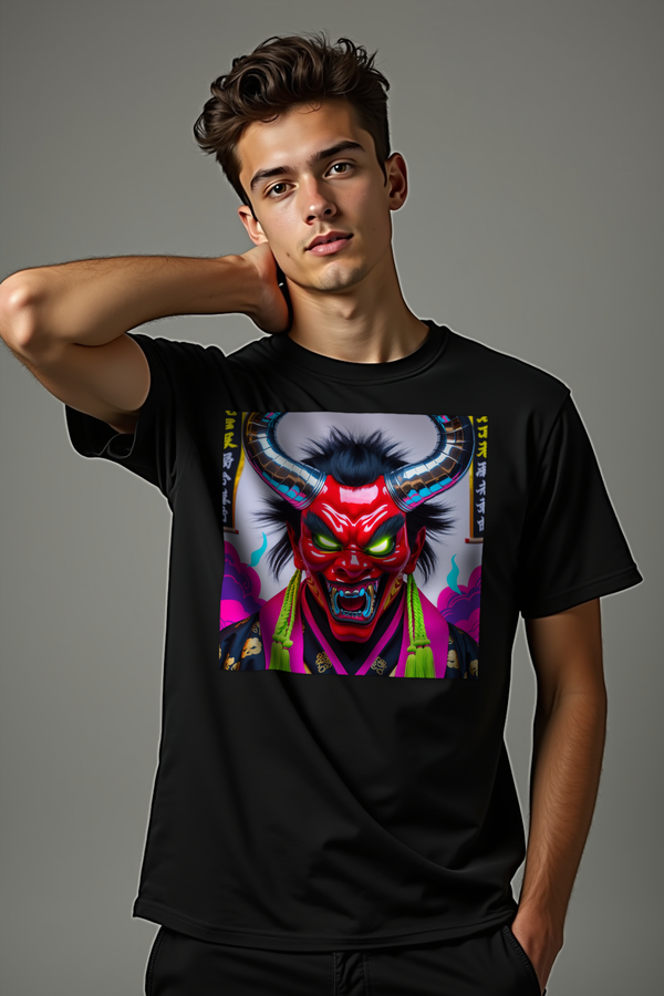 Electric Oni Mask T-Shirt Black Front