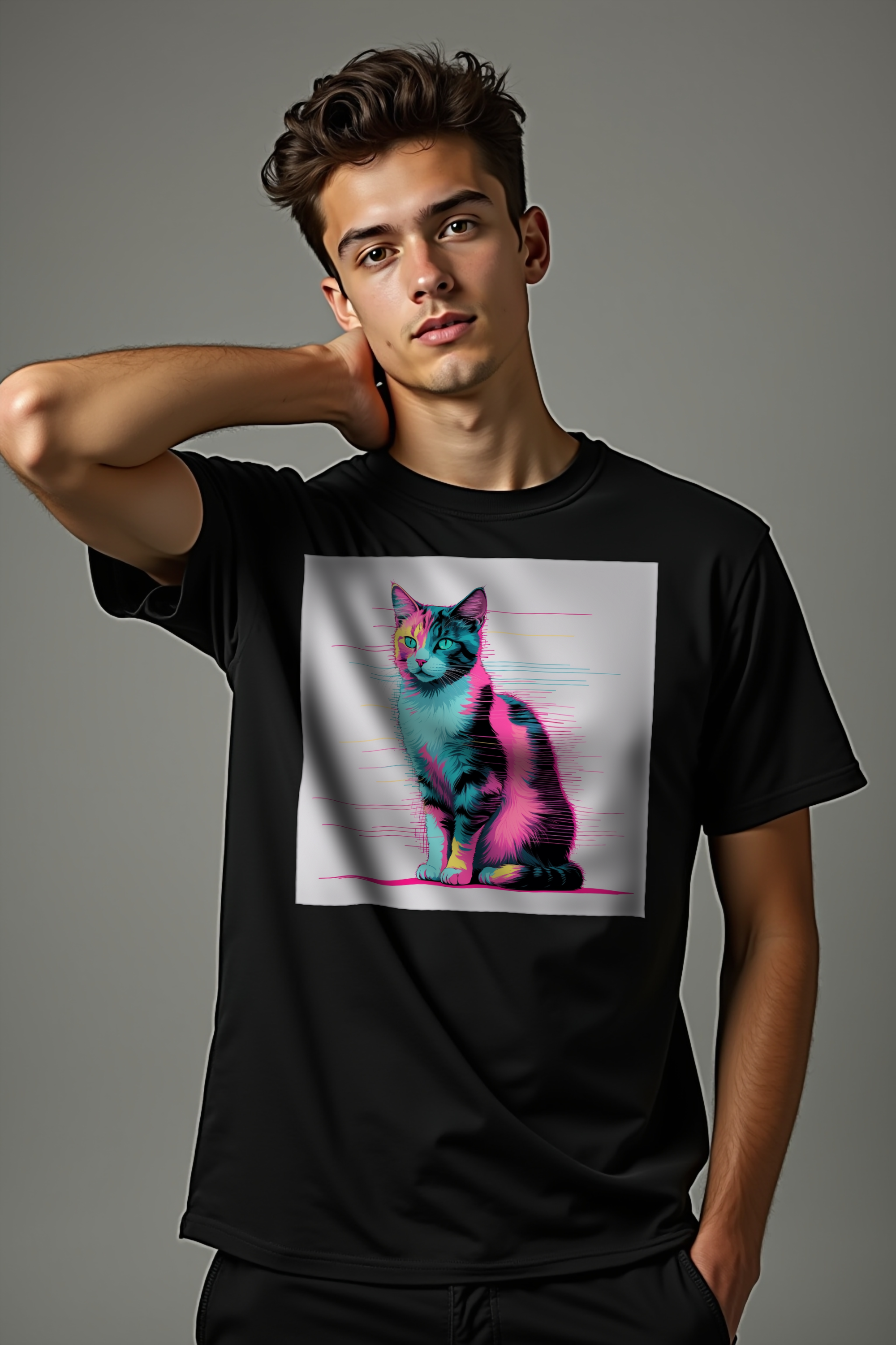 Static Calico Tee Black Front Studio
