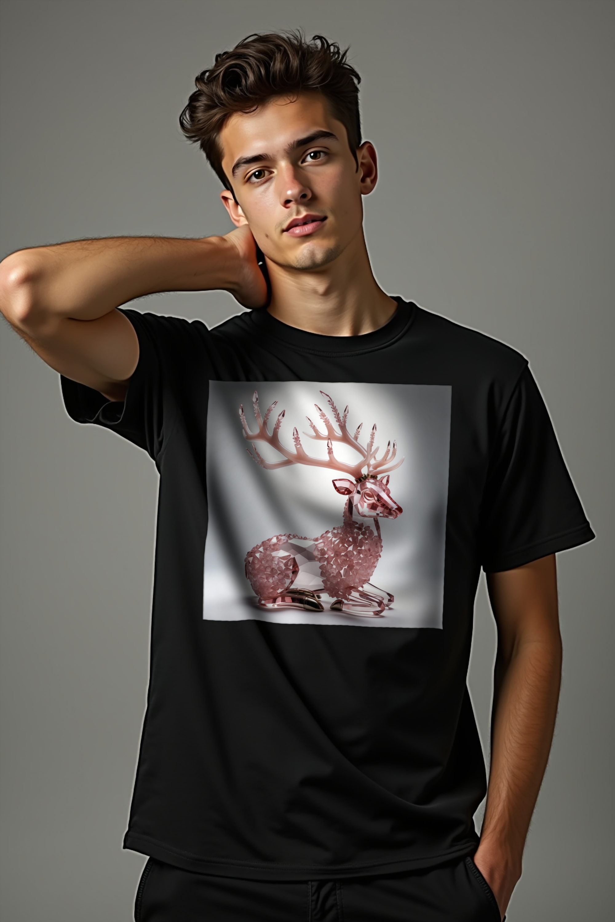 Rose Quartz Stag T-Shirt - black front