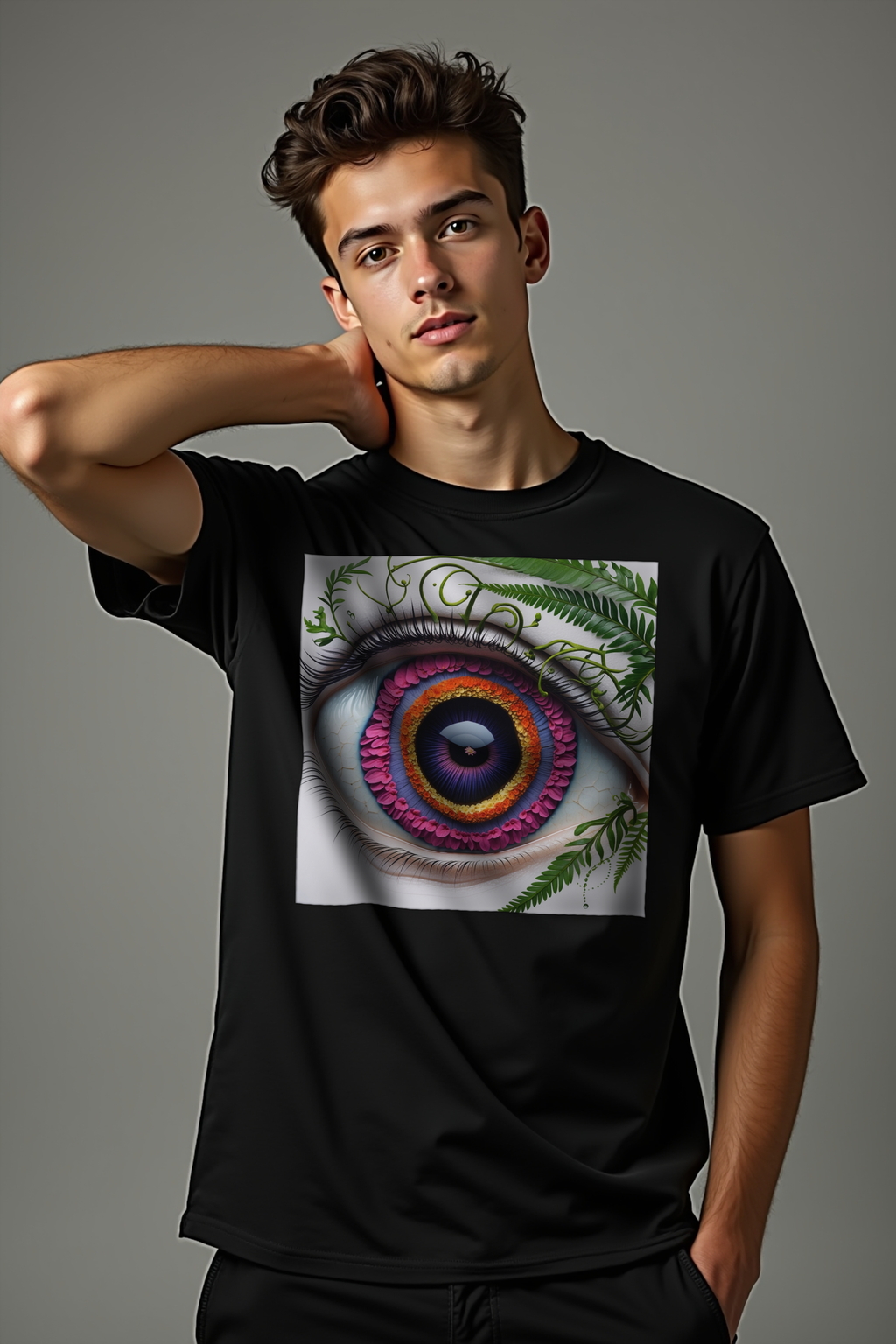 Botanical Eye tshirt black front