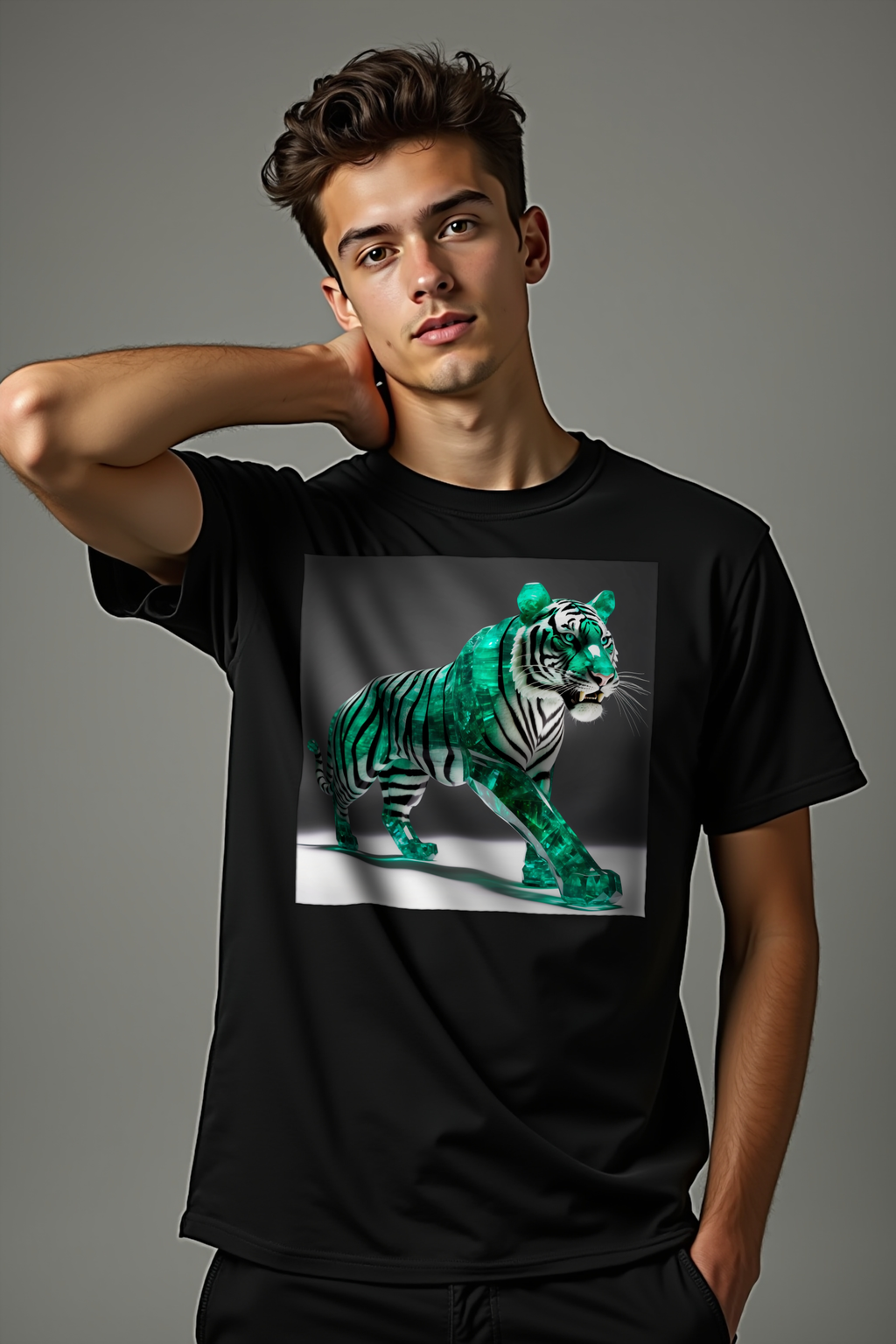 Emerald Tiger tee black front