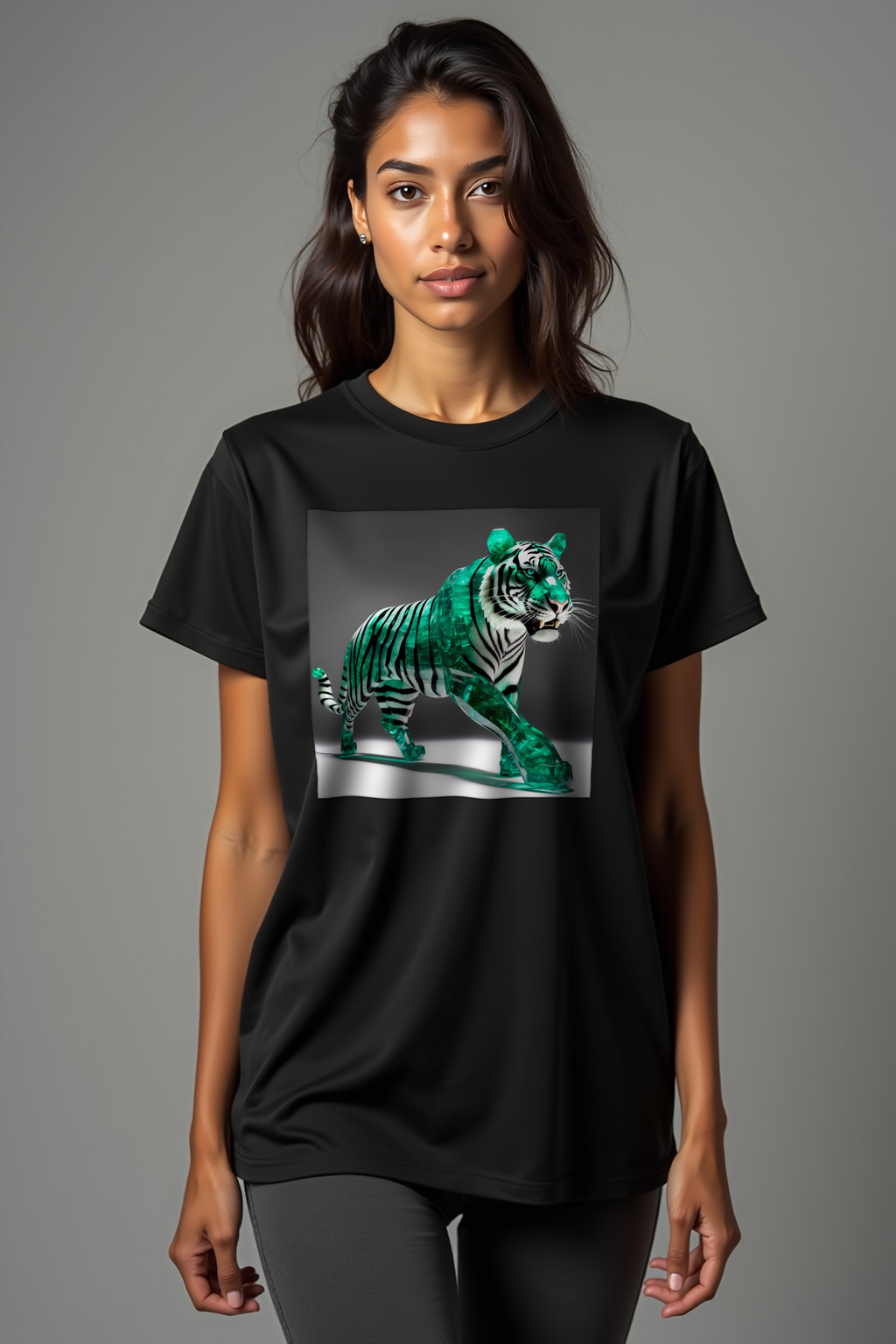 Emerald Tiger tee black walking