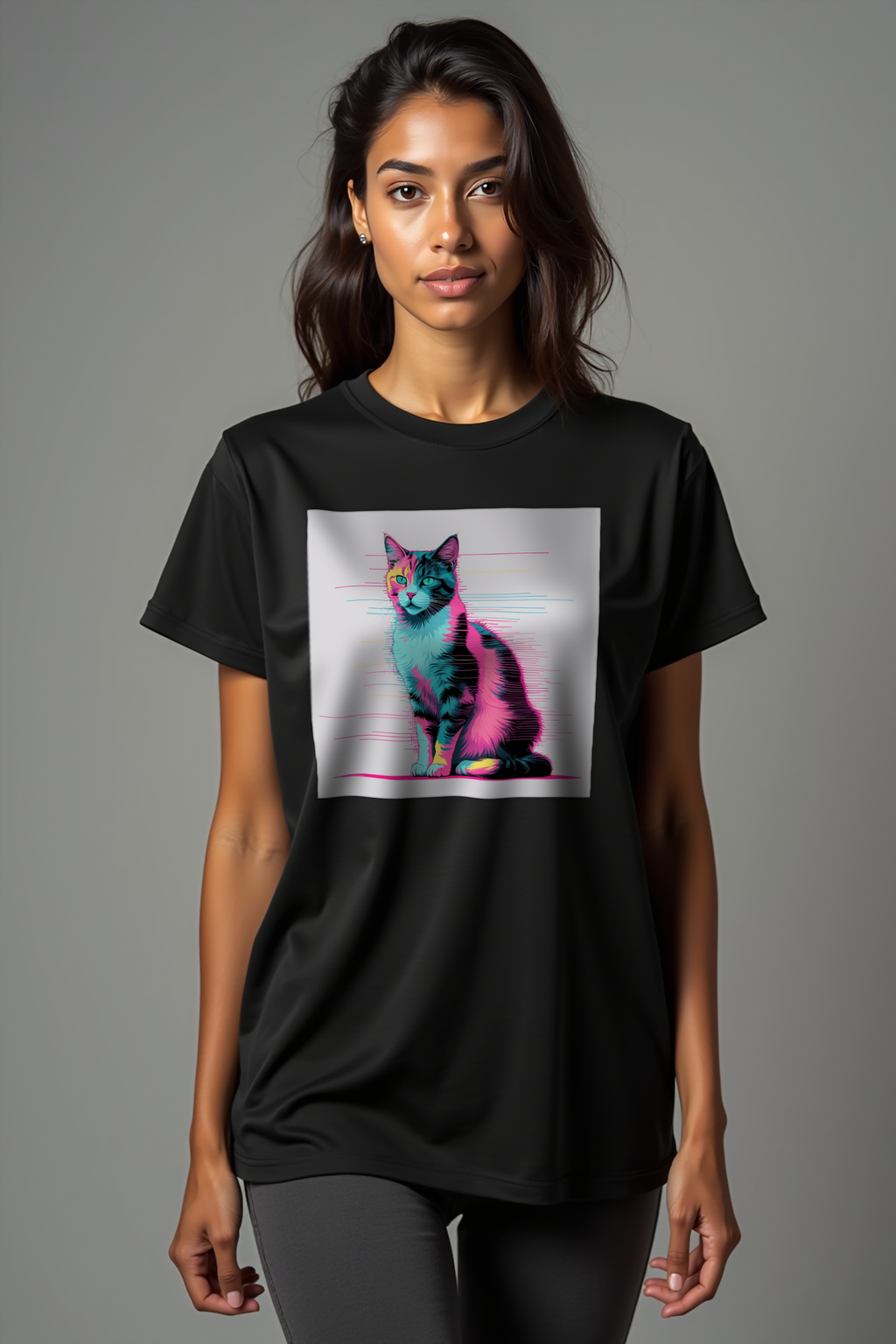 Static Calico Tee Black South Asian Front
