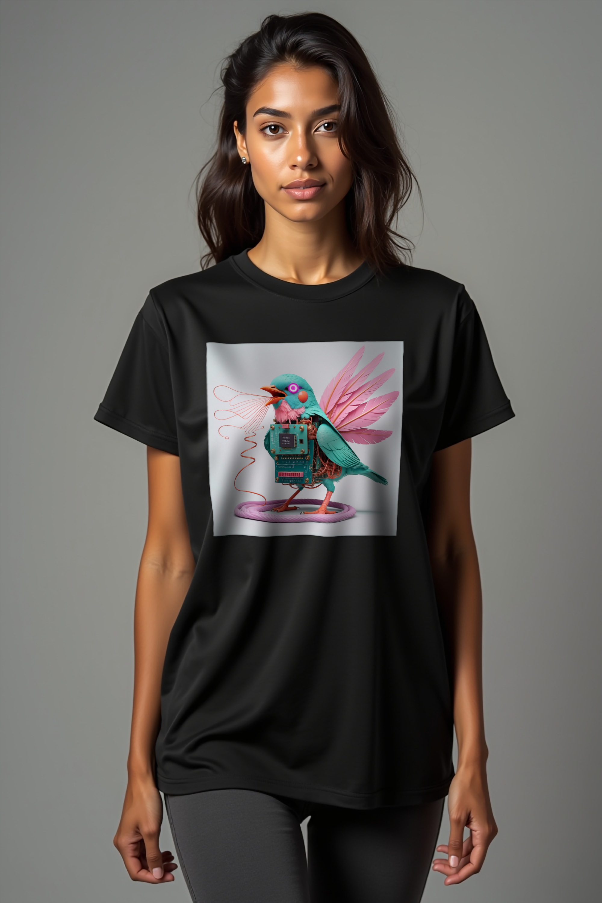 Modem Songbird Tee Black South Asian Front