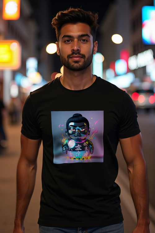 Chrome Daruma t-shirt black front-right