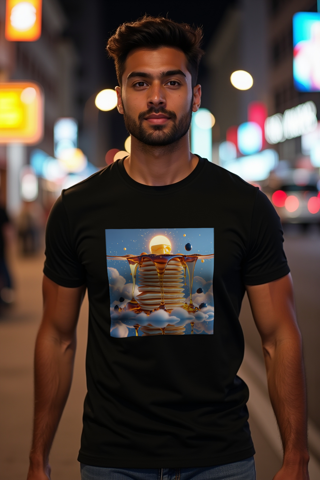 Maple Constellation Stack t-shirt black walking front