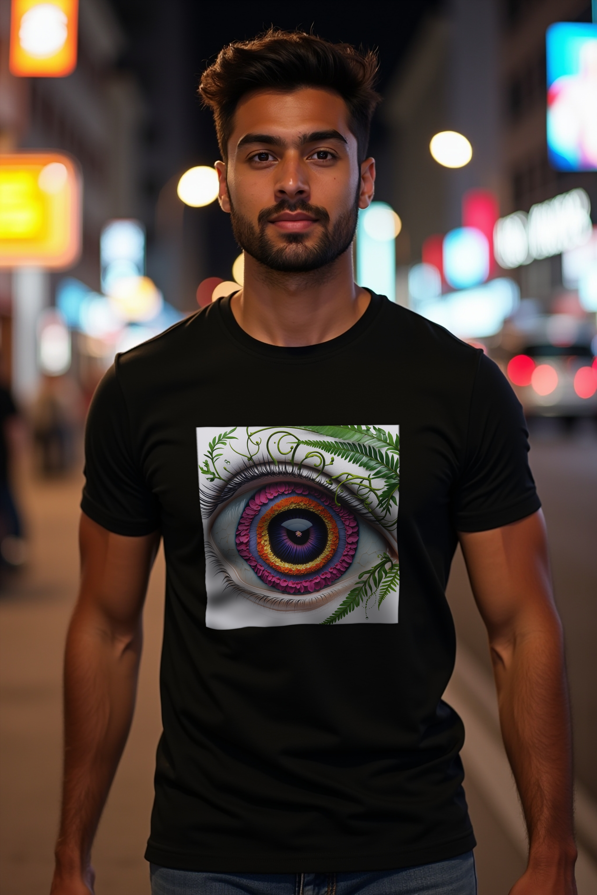 Botanical Eye tshirt black front-45