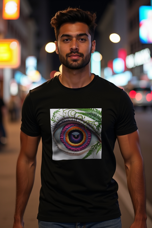 Botanical Eye tshirt black front-45