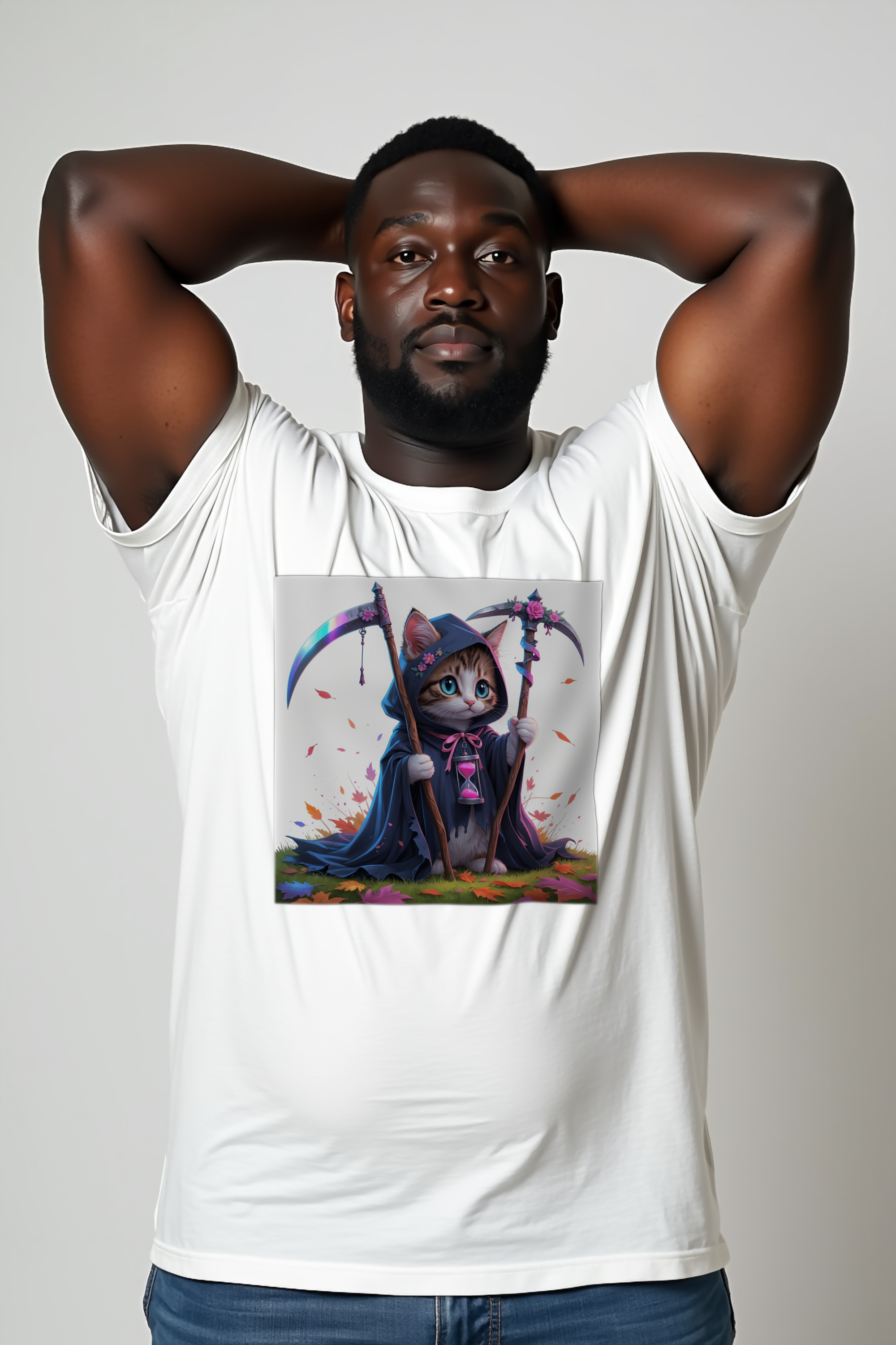 Grim Reaper Kitten - Unisex T-Shirt - White Front Alt