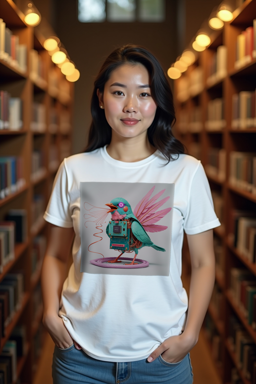 Modem Songbird Tee White East Asian Front