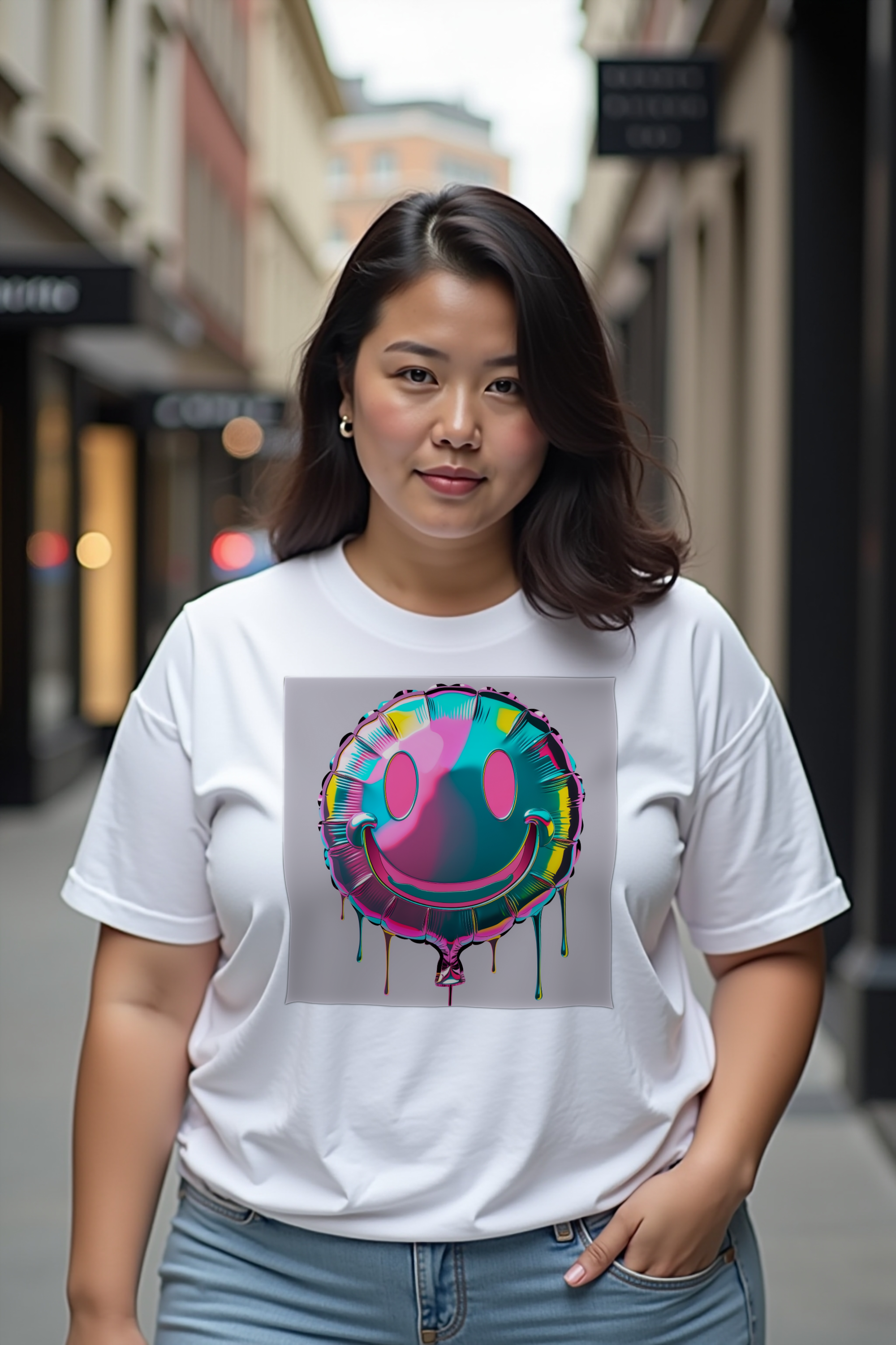 Mylar Smiley tee white plus front
