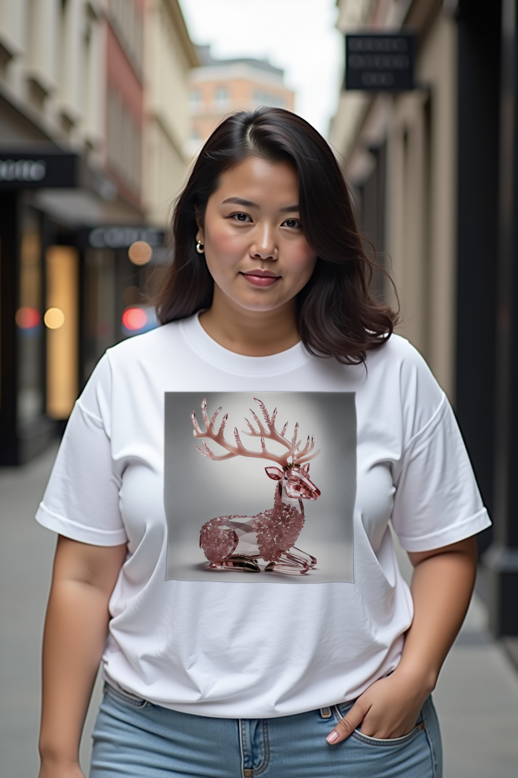 Rose Quartz Stag T-Shirt - white front