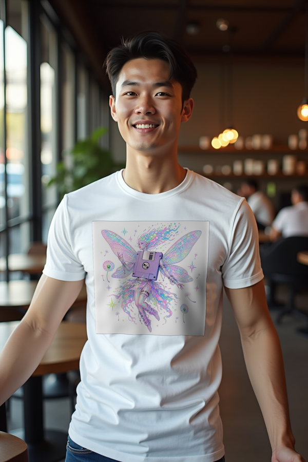 Floppy Disk Fairy tee white front featured