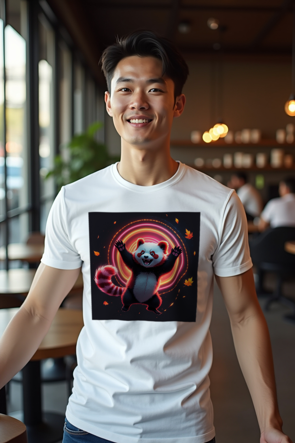 Soft Chaos Red Panda tee white front